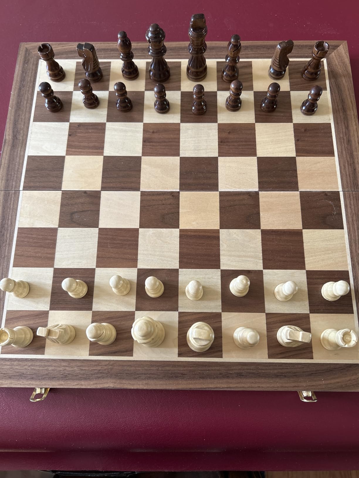 AMEROUS 15 Inches Magnetic Wooden Chess Set - 2 Extra Queens - Folding Board - Pieces Storage Slots, Handmade Portable Travel Chess Game - Beginner Chess Set for Kids, 6 up Age customer photo 2