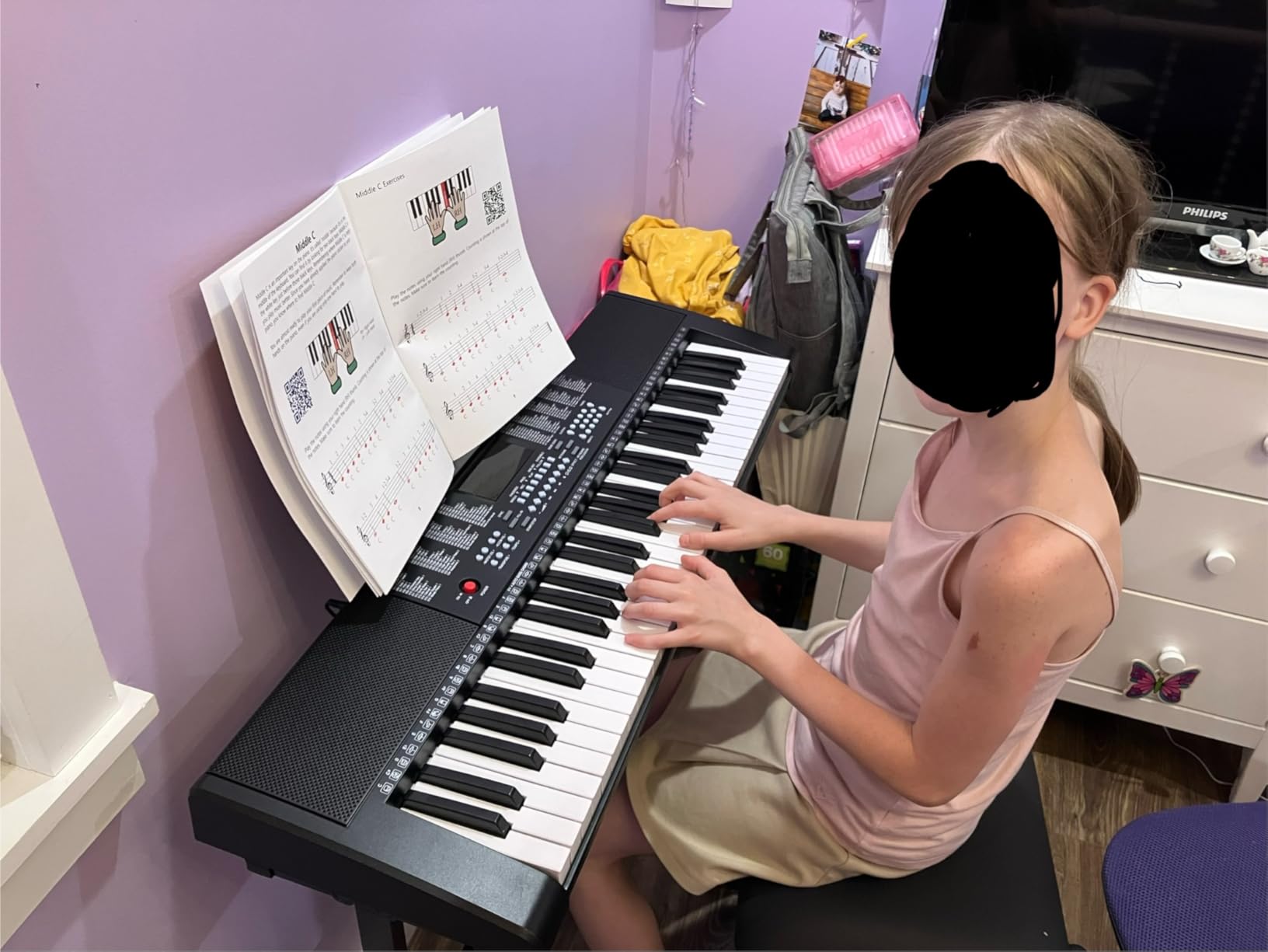 Best Choice Products 61-Key Electronic Keyboard Piano Portable Electric Keyboard Complete Beginner Set w/LED Screen, Stand, Bench, Headphones - Black customer photo 2