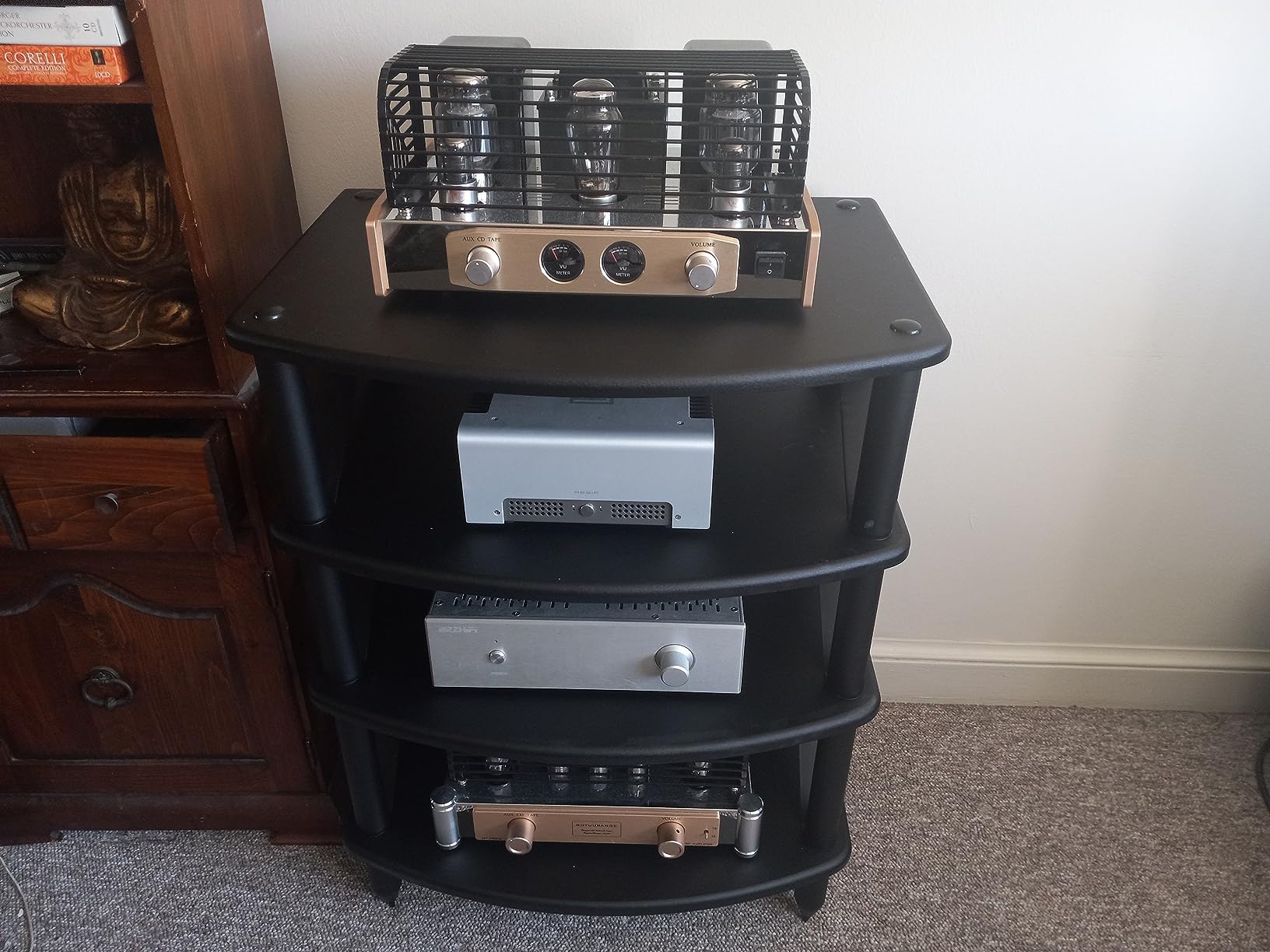 Pangea Audio Vulcan X Four Shelf Audio Rack Media Stand, and Components Cabinet Black customer photo 1
