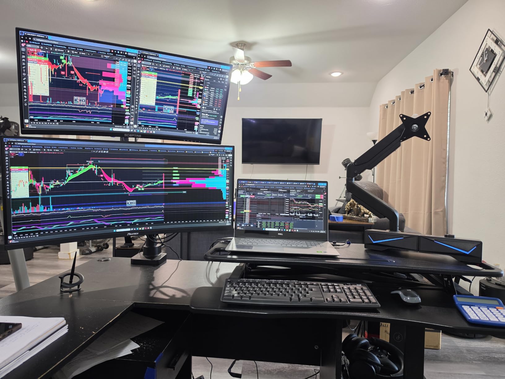 WALI Heavy Duty Monitor Arm for 13-49 inch 1000R Curved Screen, up to 44lbs | Ultrawide Monitor Desk Mount, Full Motion with Tilt, Swivel, Rotation, C-Clamp/Grommet Base, VESA 75/100mm (GSM001XL), Black customer photo 2