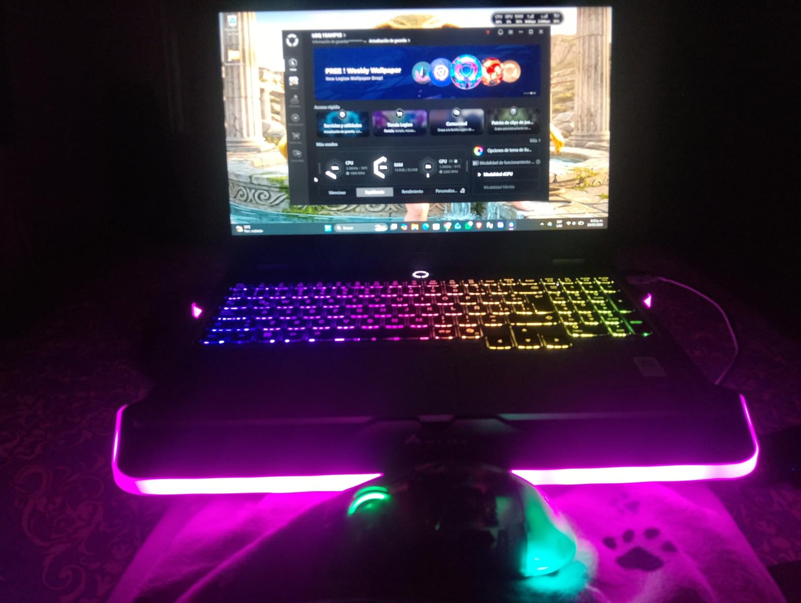 KLIM Ultimate - RGB Laptop Cooling Pad with LED Rim - NEW - Gaming Laptop Cooler - USB Powered Fan - Very Stable and Silent Laptop Stand - Compatible up to 17