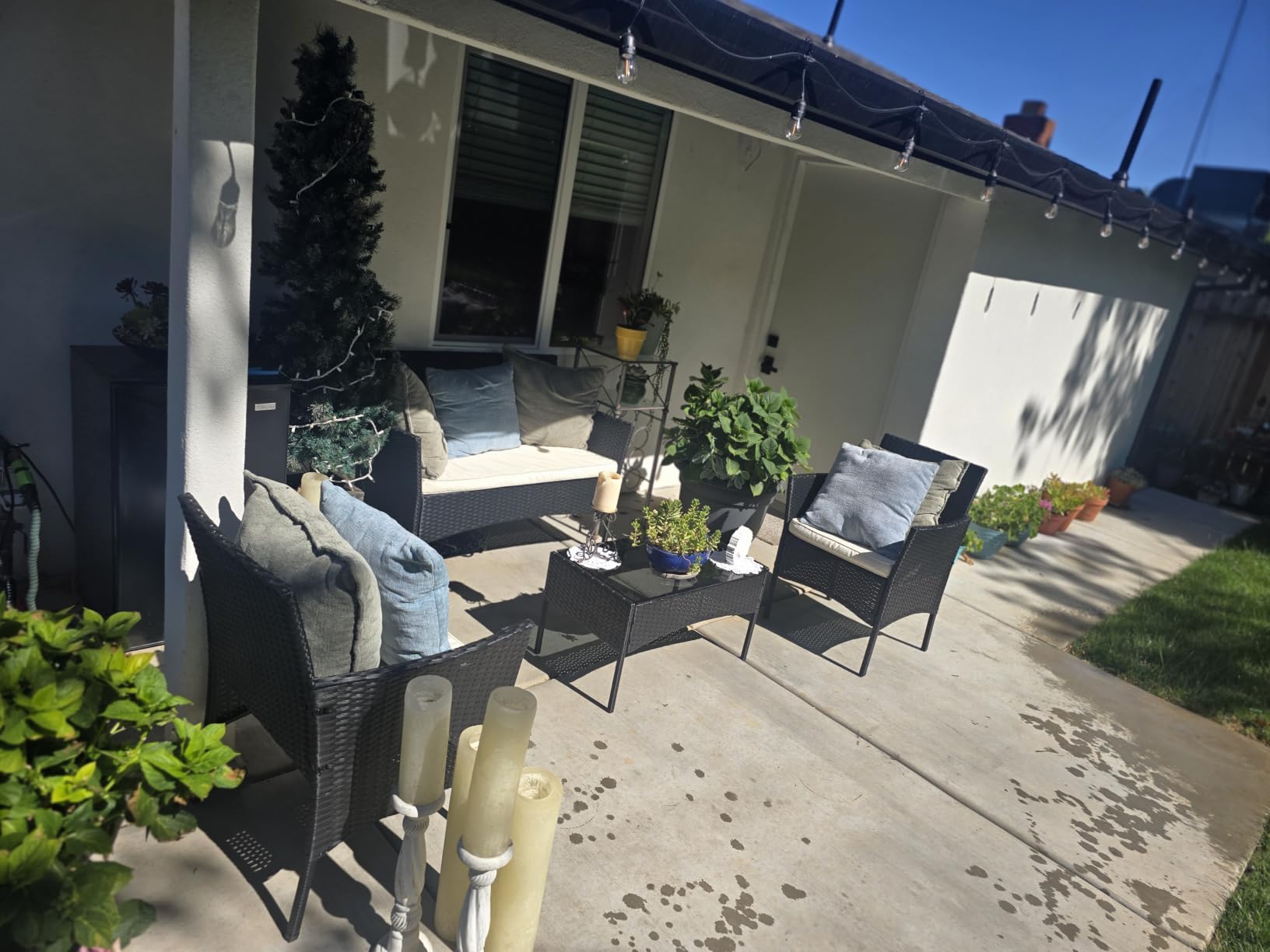 FDW 4-Piece Patio Furniture Set | Black | Outdoor Wicker Furniture customer photo 2