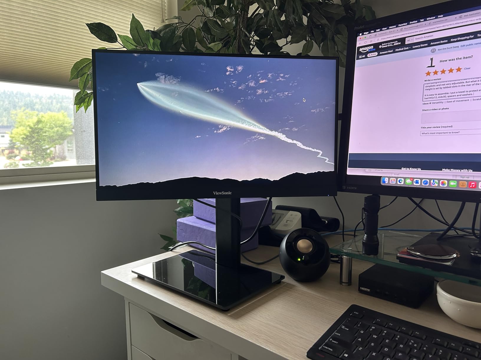 Single LCD Computer Monitor Free-Standing Desk Stand Mount Riser for 13 inch to 32 inch screen with Swivel, Height Adjustable, Rotation, Vesa Base Stand Holds One (1) Screen up to 77Lbs(HT05B-001) customer photo 1