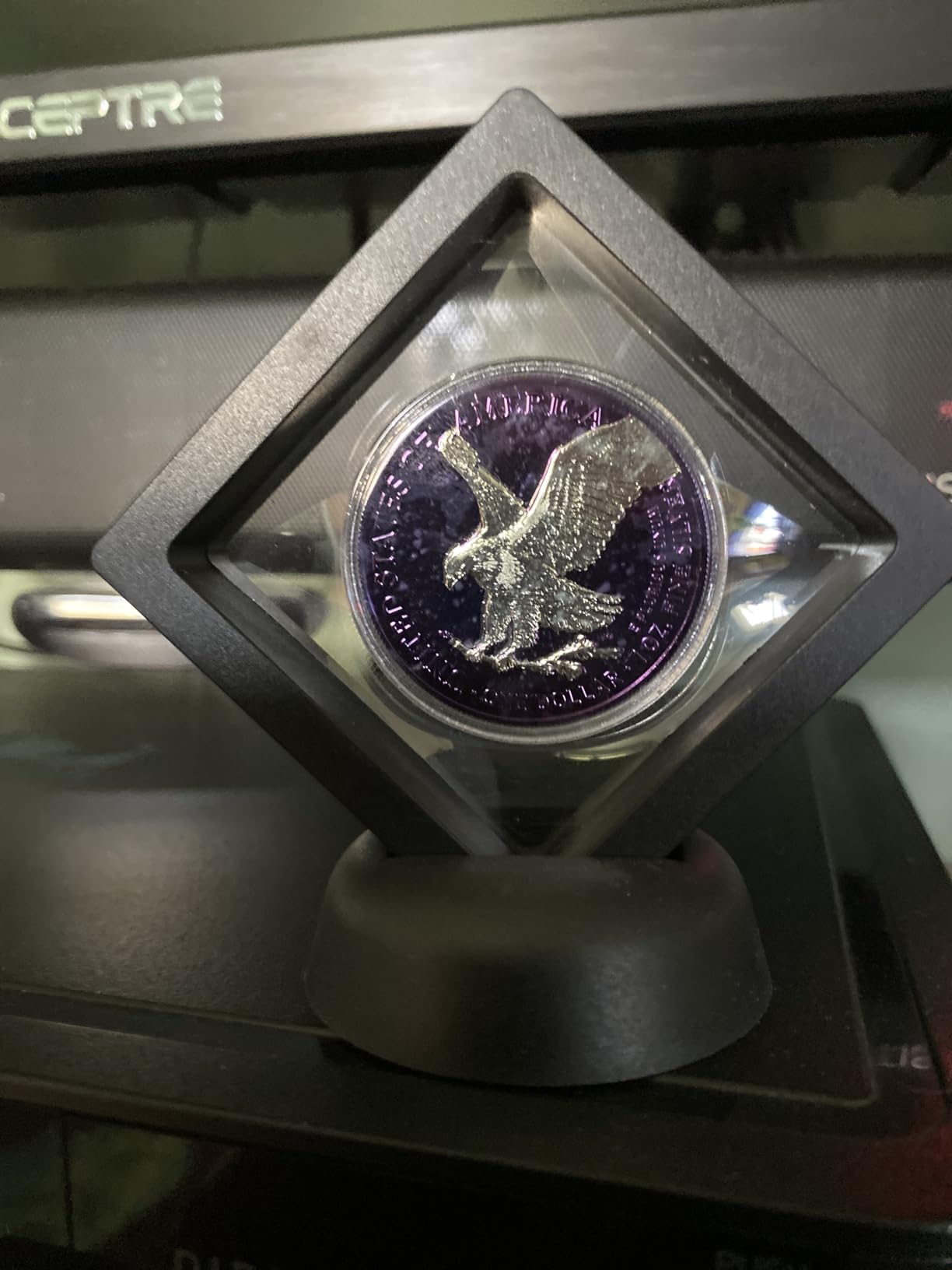 SH Challenge Coin Display Frame, 3D Floating Display Case Stand Holder, Medallion Medal Specimen Military Coin Clear Box (Black) customer photo 2
