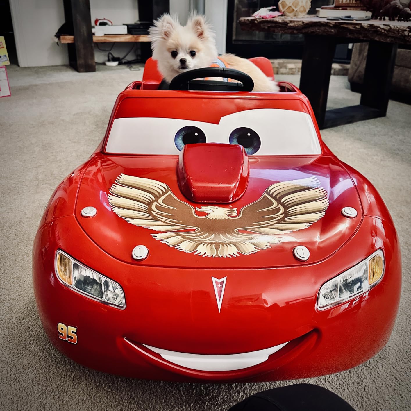 Huffy Cars Lightning McQueen 6V Ride-On with Engine Sounds, Ages 3-7 | LED Headlights, Foot Pedal Drive, Up to 2.5 MPH, 6V Rechargeable Battery, Wide Traction Tires, McQueen Graphics customer photo 2