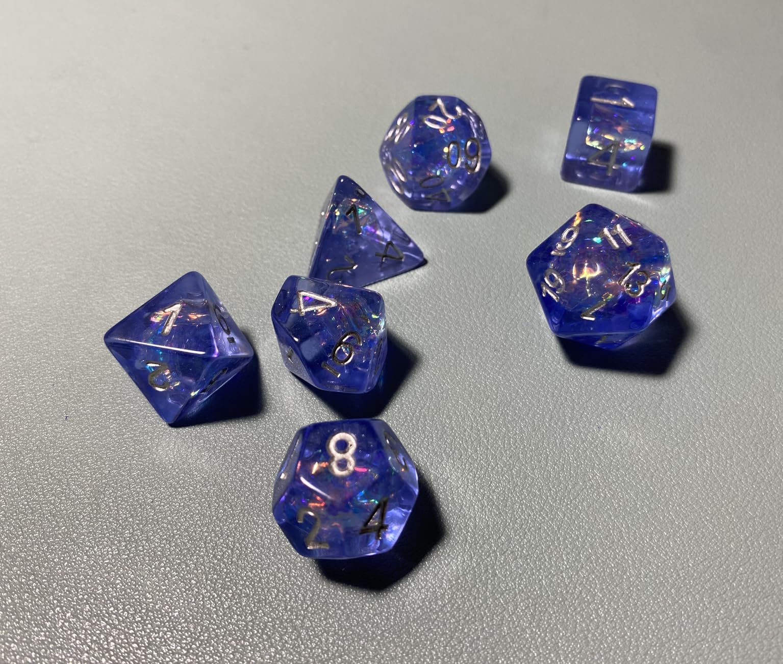 UDIXI Resin Glitter DND Dice Set Swirls RPG Polyhedral Dice Set for D&D, Purple & Blue Colors, Gold Number, Velvet Dice Bag Packaging customer photo 1