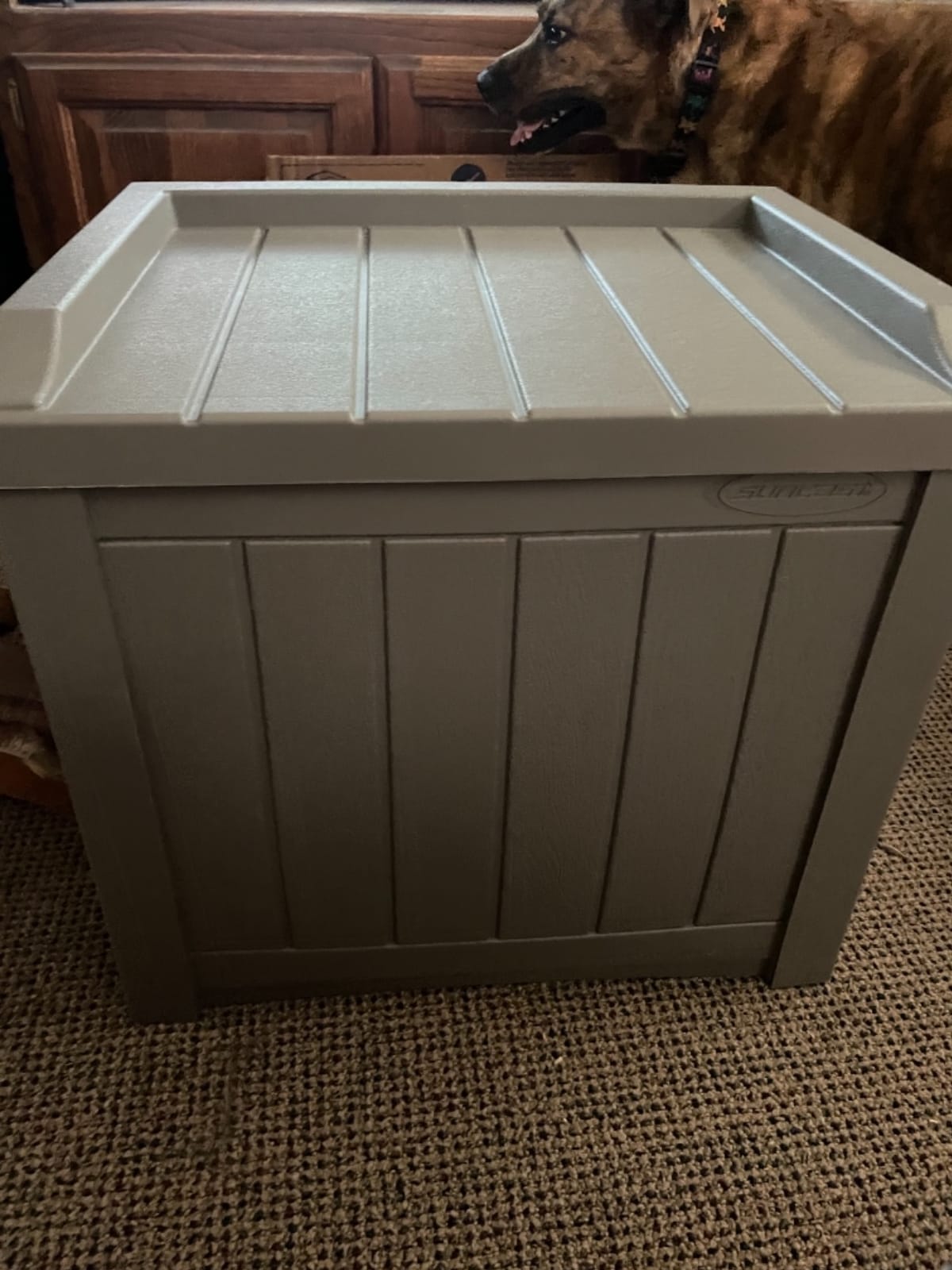 Suncast Outdoor Storage Box - 22 Gallon Stone Gray Resin Outdoor Deck Box with Seat, Weatherproof Patio Storage Bin Container for Keeping Cushions, Tools, & Towels for Pool, Yard, & Garden customer photo 1