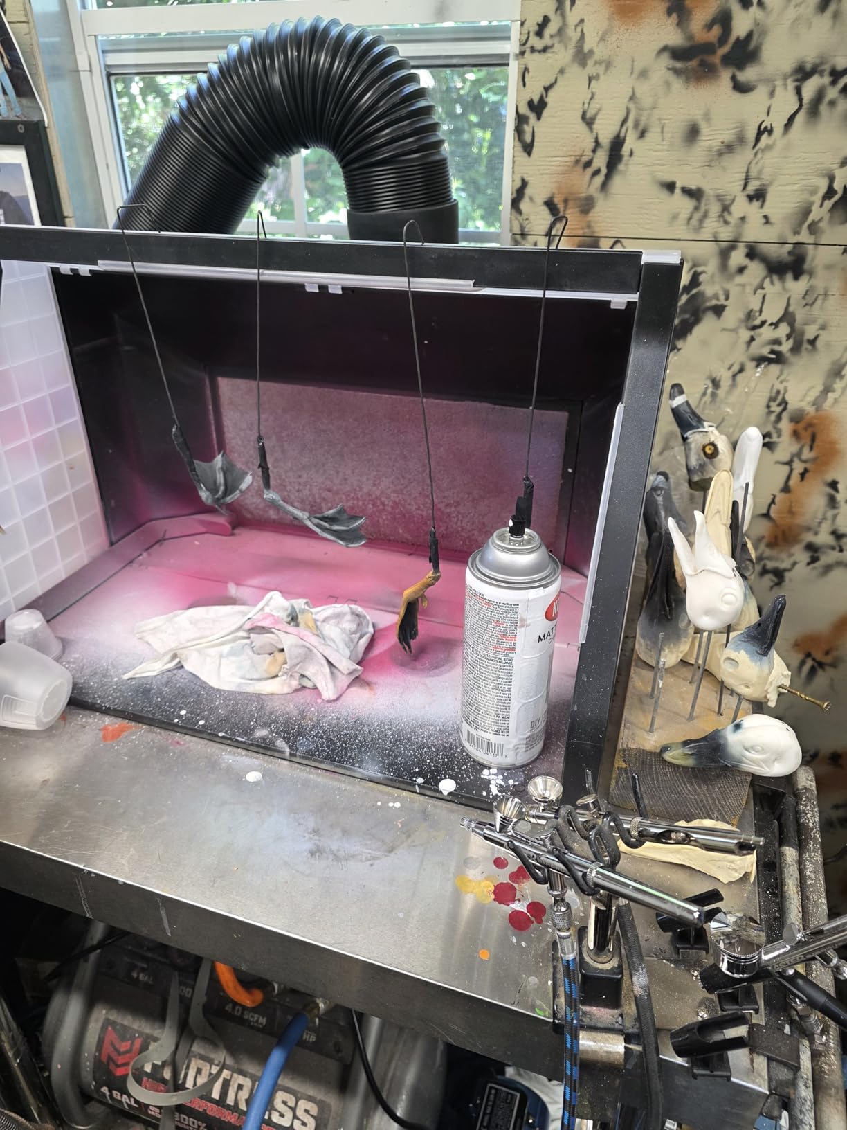 Master Airbrush Large Portable Airbrush Spray Booth Station with LED Lights | 25W Fan, Turntable & 6' Exhaust Hose, 22.25