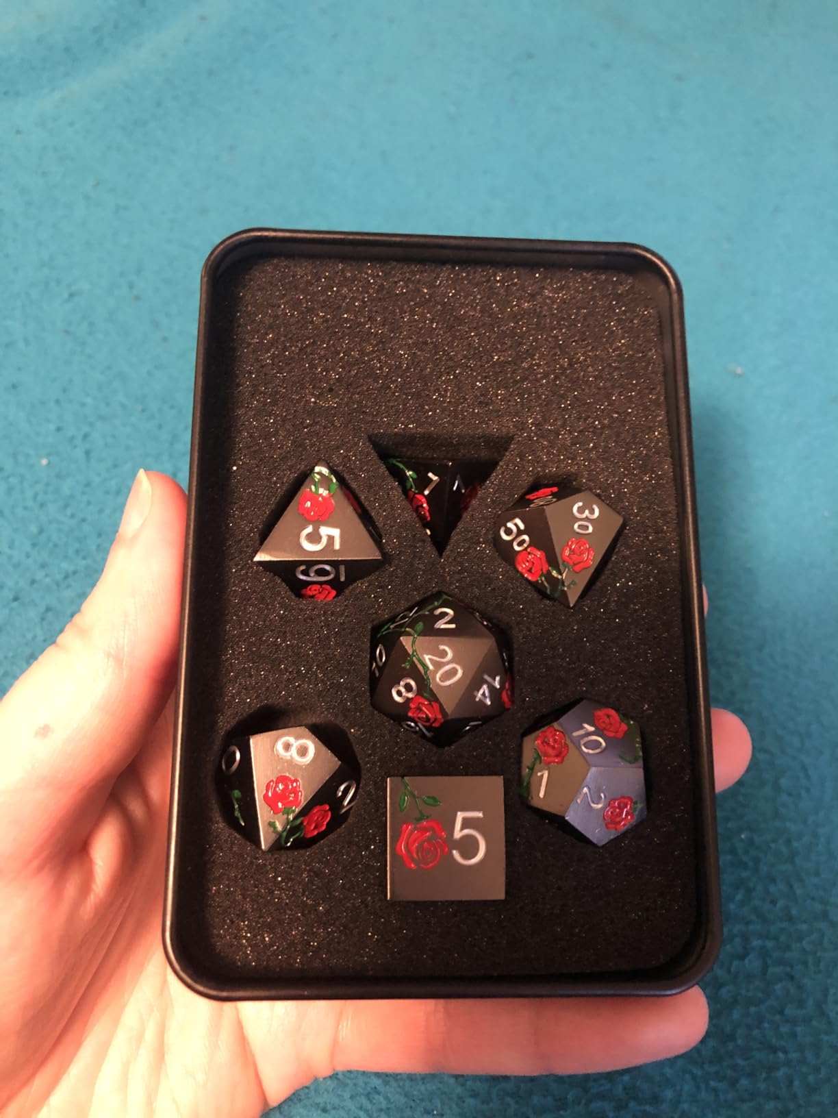 Dungeons and Dragons D&D Giant Black 25mm Polyhedral Dice Set - RPG Dice Bag, Pathfinder, MTG customer photo 1