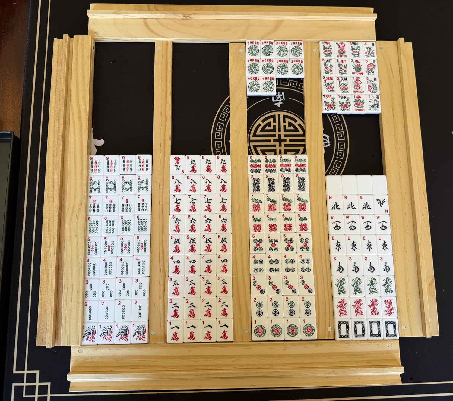 Yellow Mountain Imports American Mahjong Set, Huntington with 166 Melamine Mahjong Tiles, Mineral Green Soft Case - 4 All-in-One Racks with Pushers, Scoring Coins, Dice, and Wind Indicator customer photo 1