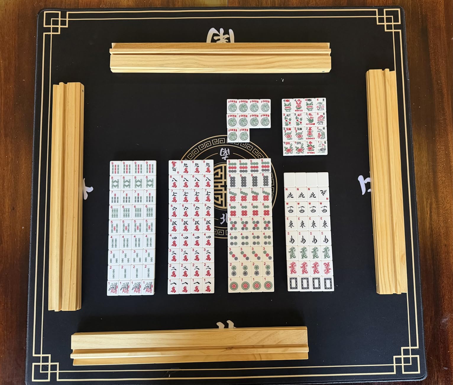 Yellow Mountain Imports American Mahjong Set, Huntington with 166 Melamine Mahjong Tiles, Mineral Green Soft Case - 4 All-in-One Racks with Pushers, Scoring Coins, Dice, and Wind Indicator customer photo 2