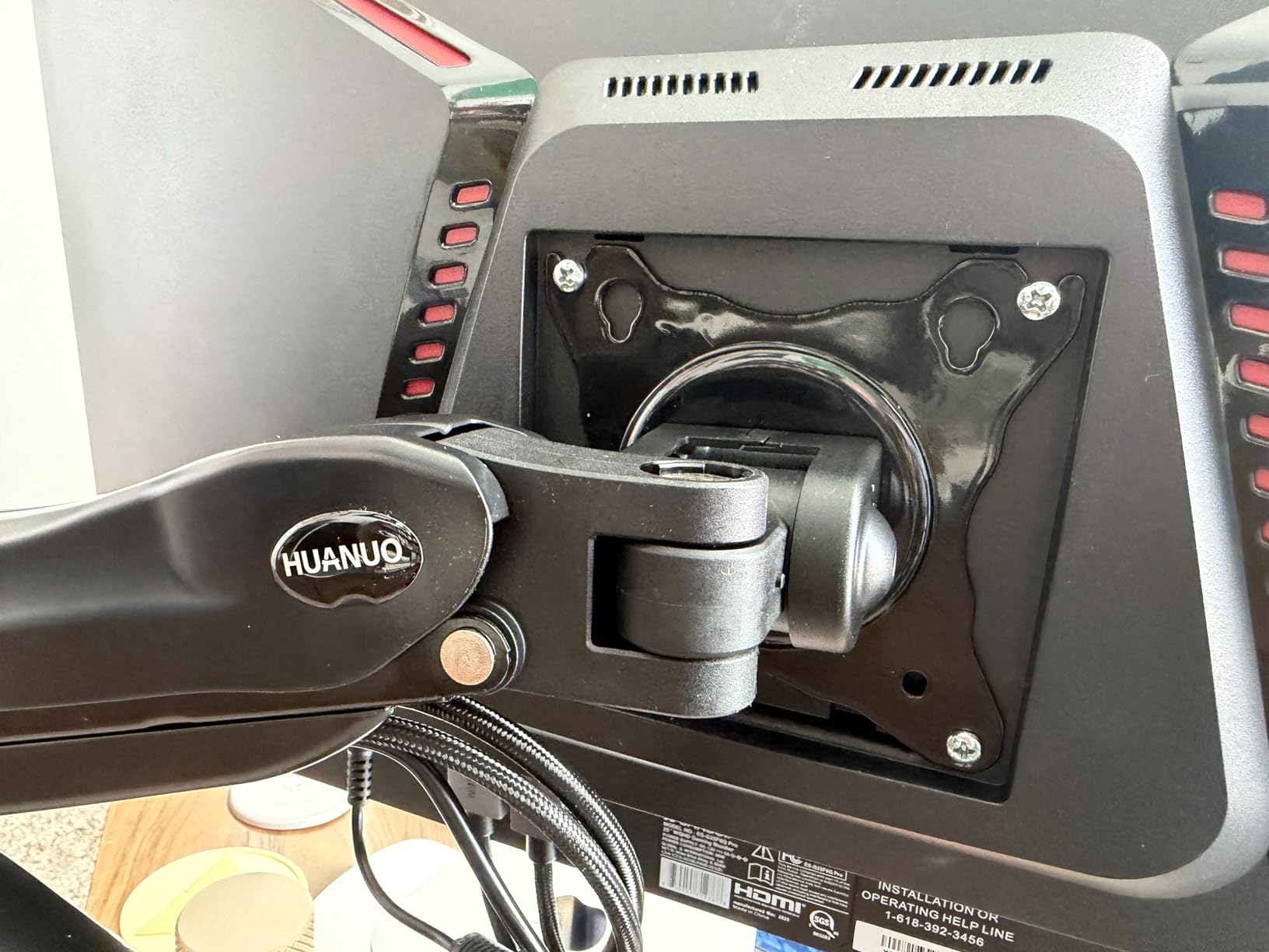 HUANUO FlowLift™ Single Monitor Mount, 13 to 32 Inch Monitor Arm, Adjustable Monitor Stand, Vesa Mount with Clamp and Grommet Base - Fits 4.4 to 19.8lbs LCD Computer Monitors customer photo 1