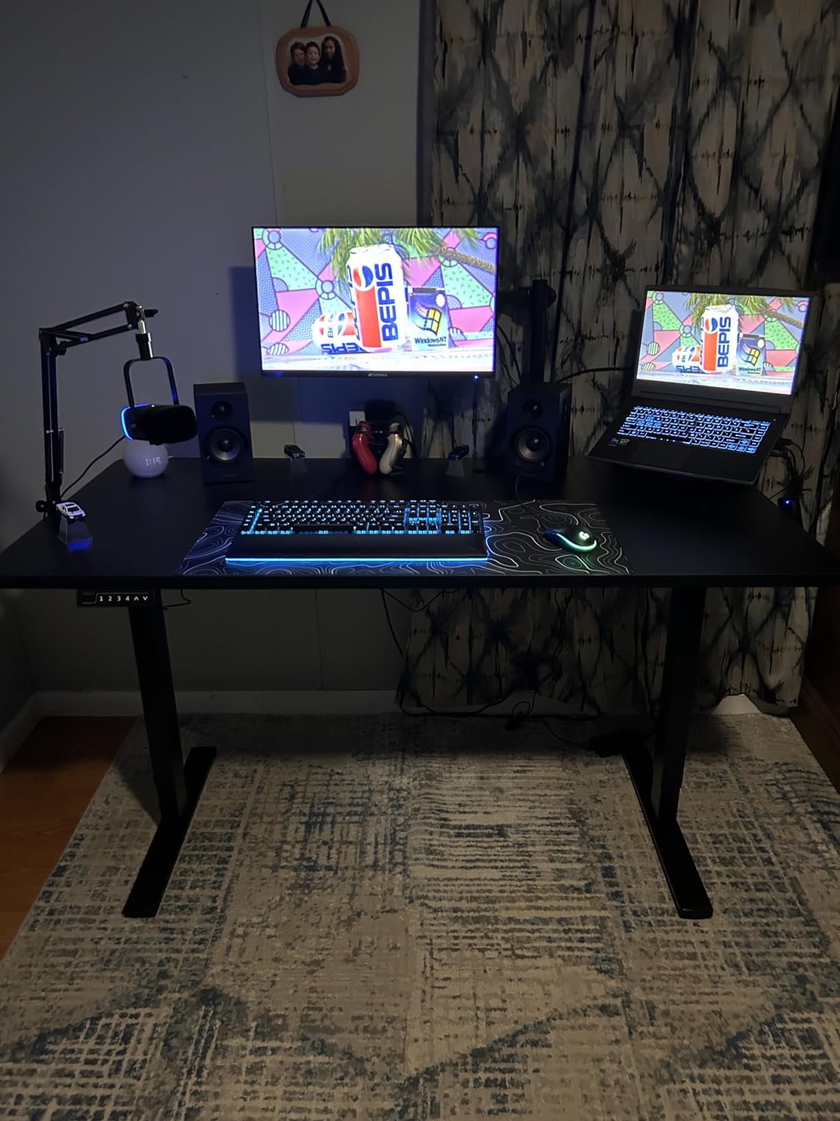 VIVO Black 60 x 24 in Standing Desk, DESK-KIT-1B6B | Electric, Holds 220 lbs, Sit Stand, Height Adjustable, Solid One-Piece Table Top, Memory Presets, 1B Series, Black Frame customer photo 1