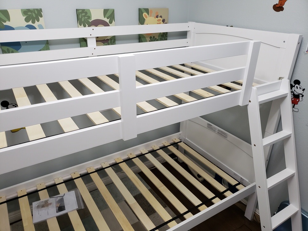 Costzon Wood Twin Over Twin Bunk Beds Convertible 2 Individual Twin Beds for Kids Children, Solid Rubberwood Bunk Bed with Ladder and Safety Rail (Espresso) customer photo 2