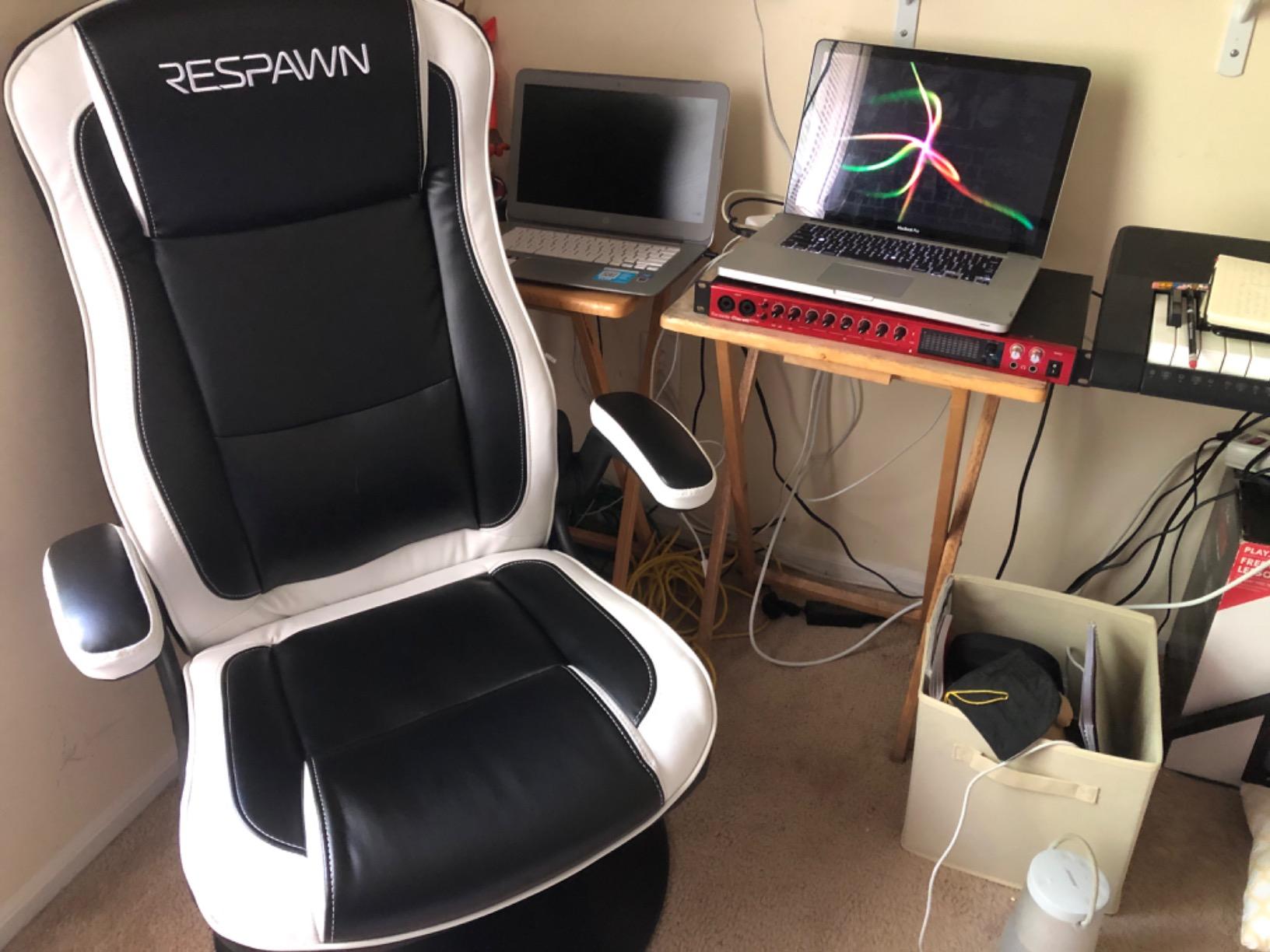 RESPAWN 800 Console Rocker Gaming Chair, Swivel Seat with Lumbar Support | 360 degree swivel rocker gaming chair with lumbar support, flip-up arms and stable base for console gaming or reading customer photo 1