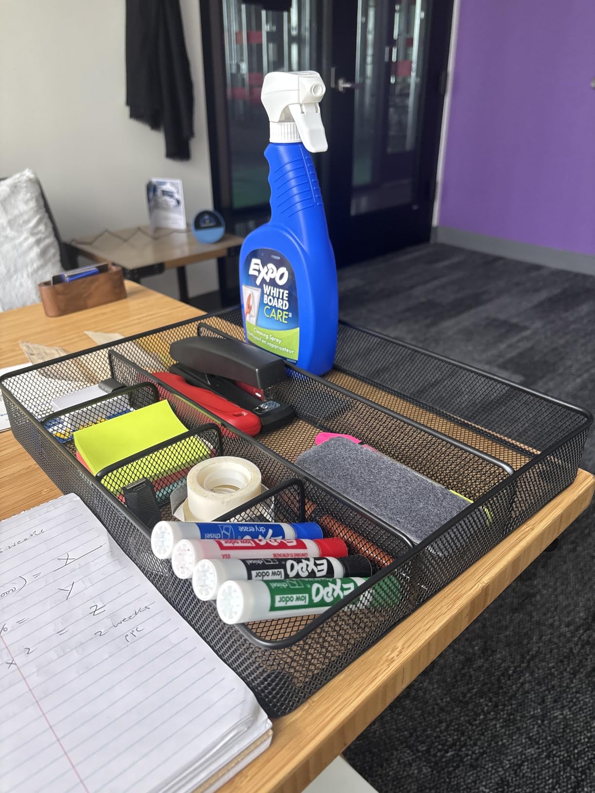 Amazon Basics Metal Mesh Desk Organizer with 6 Compartments, Anti-Slip Pen Holder Storage Tray for Office Supplies and Home, Black customer photo 2
