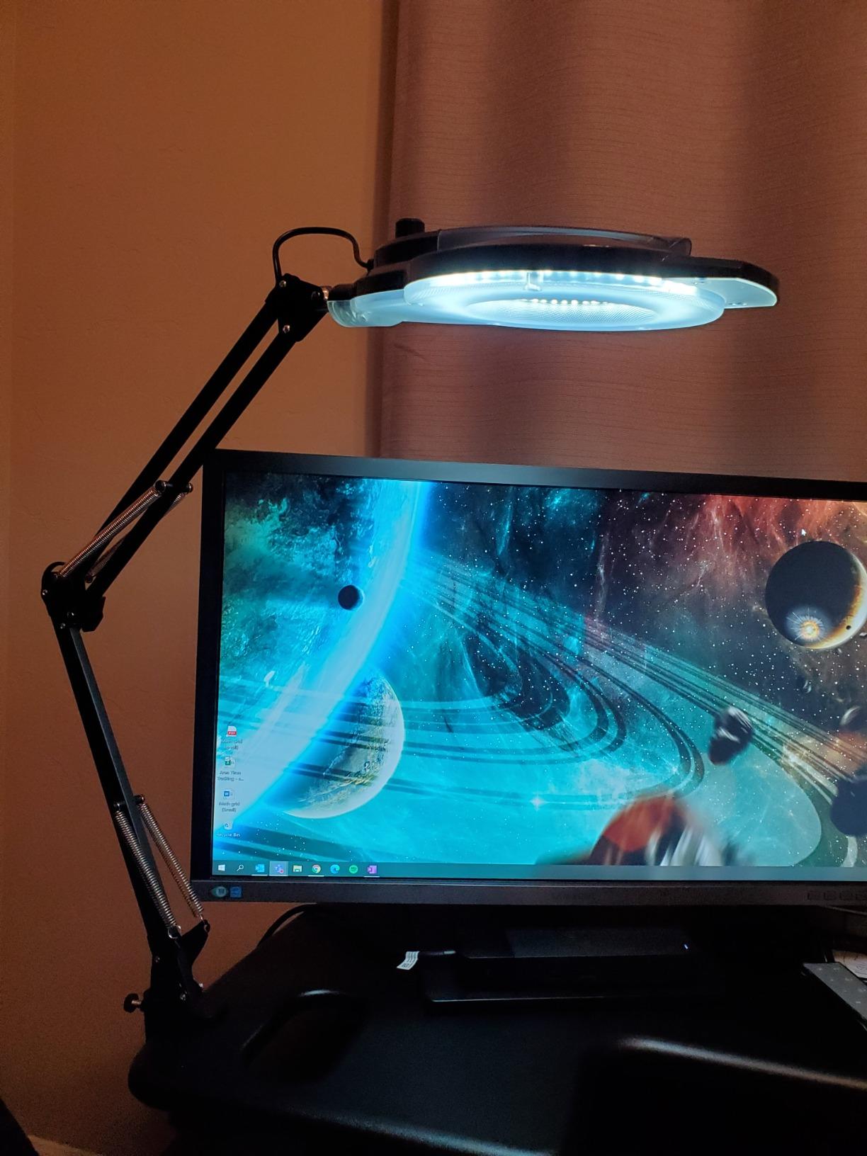 KIRKAS LED Magnifying Lamp with Clamp, 2,200 Lumens Dimmable 28in 12X | Magnifying Glass with Light for Repair Reading Craft Needlework Hobby Workbench Magnifier Dust Cover Adjust Swivel Arm customer photo 2