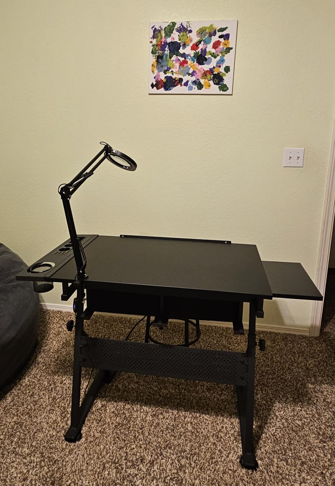 Yaheetech Adjustable Drafting Table Art Desk, Storage Drawers & Stool, Wood customer photo 1