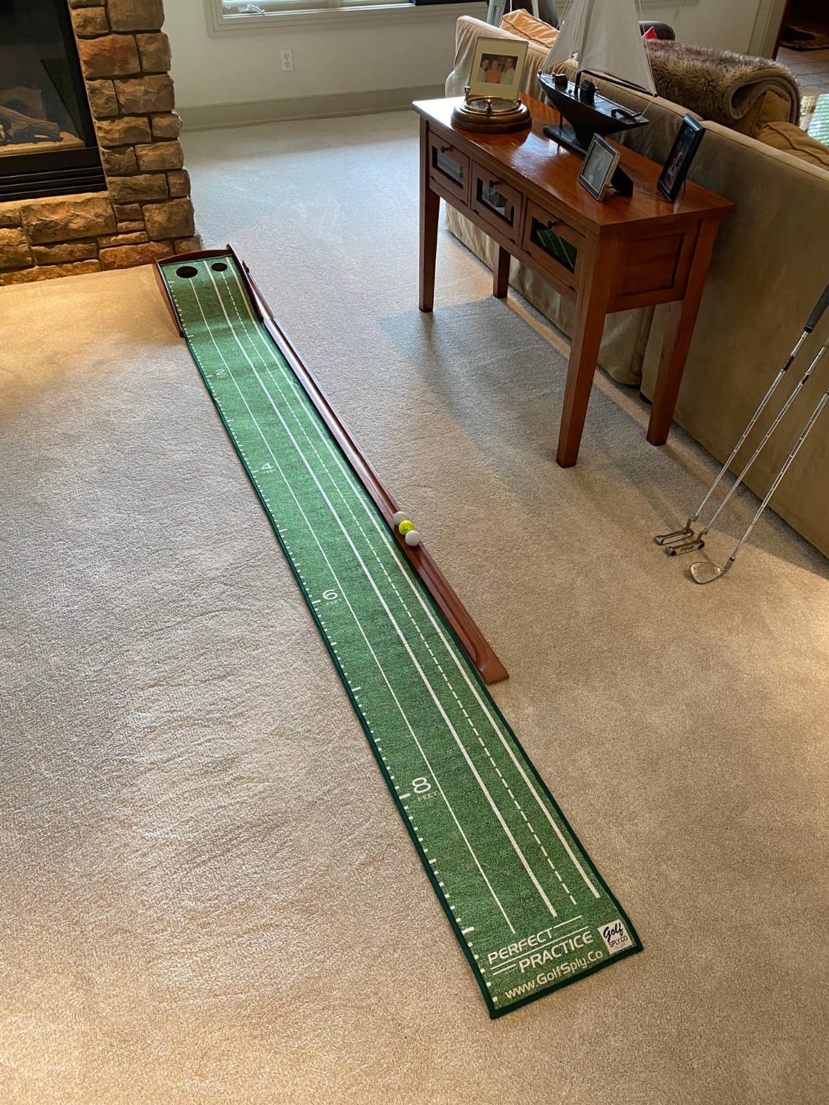 Perfect Practice Putting Mat & Golf Chipping Net - Indoor Golf Training Aid | Indoor putting green and chip shot practice, crystal velvet turf, alignment guides for home and outdoor, golf gifts for men customer photo 2