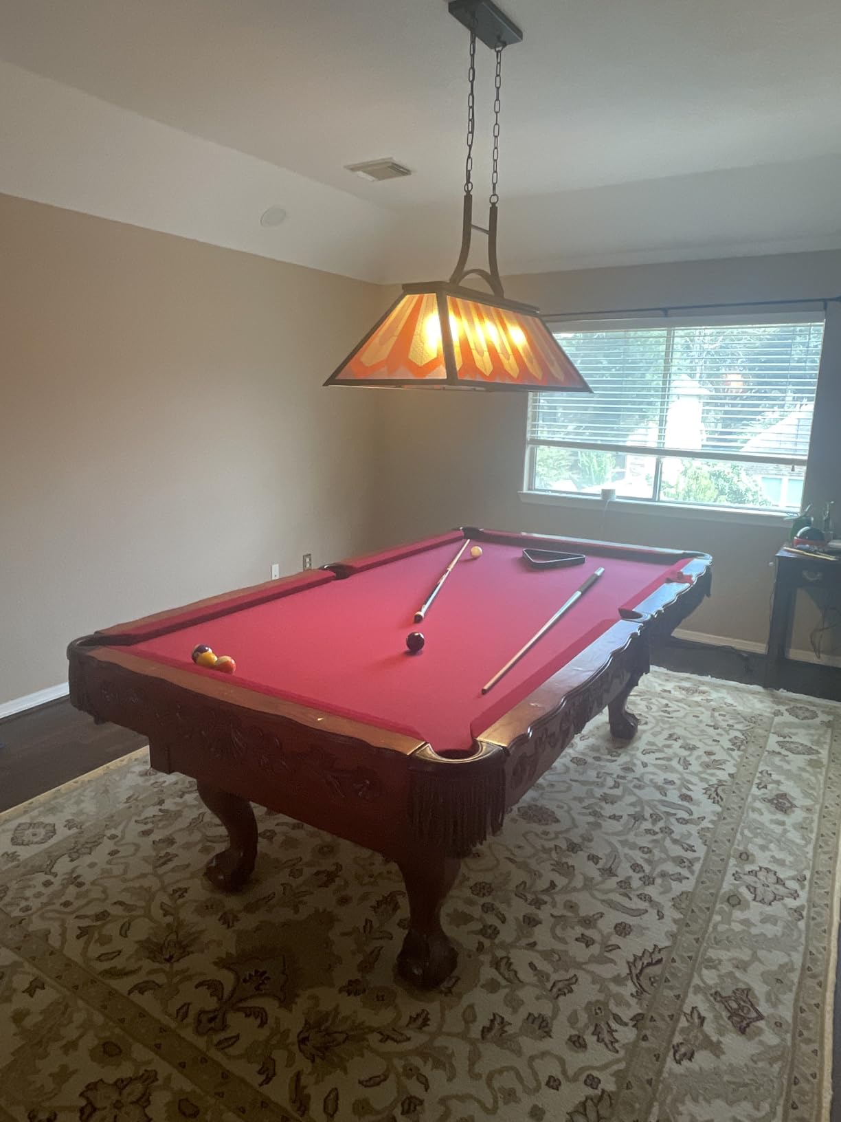 Wellmet Tiffany Style Pool Table Lamp Hanging, Billiards Light for Game Room 7' 8' 9' Pool Table, 3-Light Vintage Chandelier Lighting Fixture customer photo 1