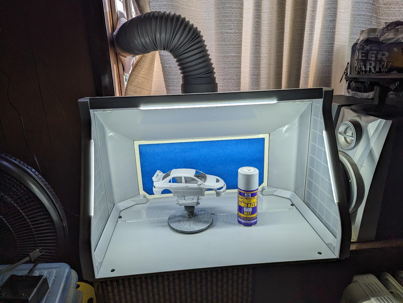 Airbrush Spray Booth, Large Space Portable Paint Booth for Crafts | Dual 34W fans deliver 9m³/min airflow with 2 layer filters to help capture particles & improve ventilation during airbrushing customer photo 1