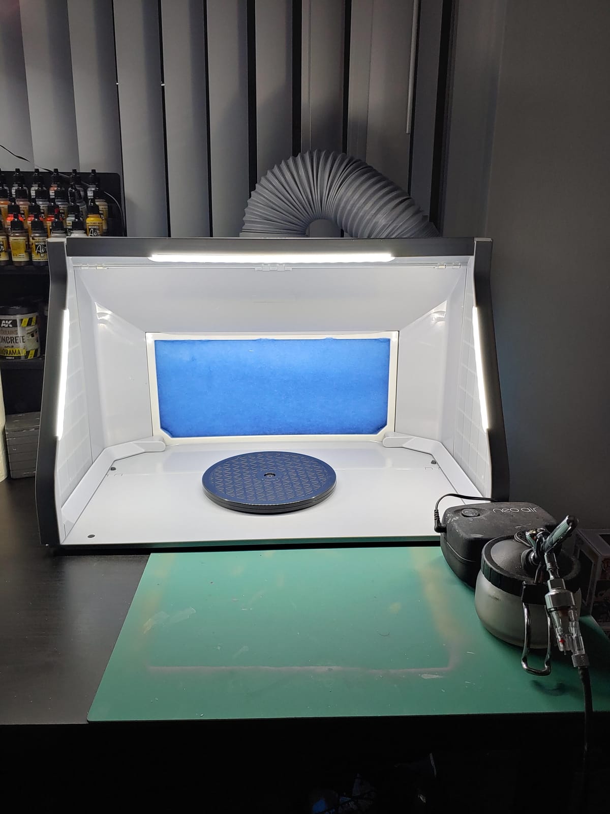 Airbrush Spray Booth, Large Space Portable Paint Booth for Crafts | Dual 34W fans deliver 9m³/min airflow with 2 layer filters to help capture particles & improve ventilation during airbrushing customer photo 2