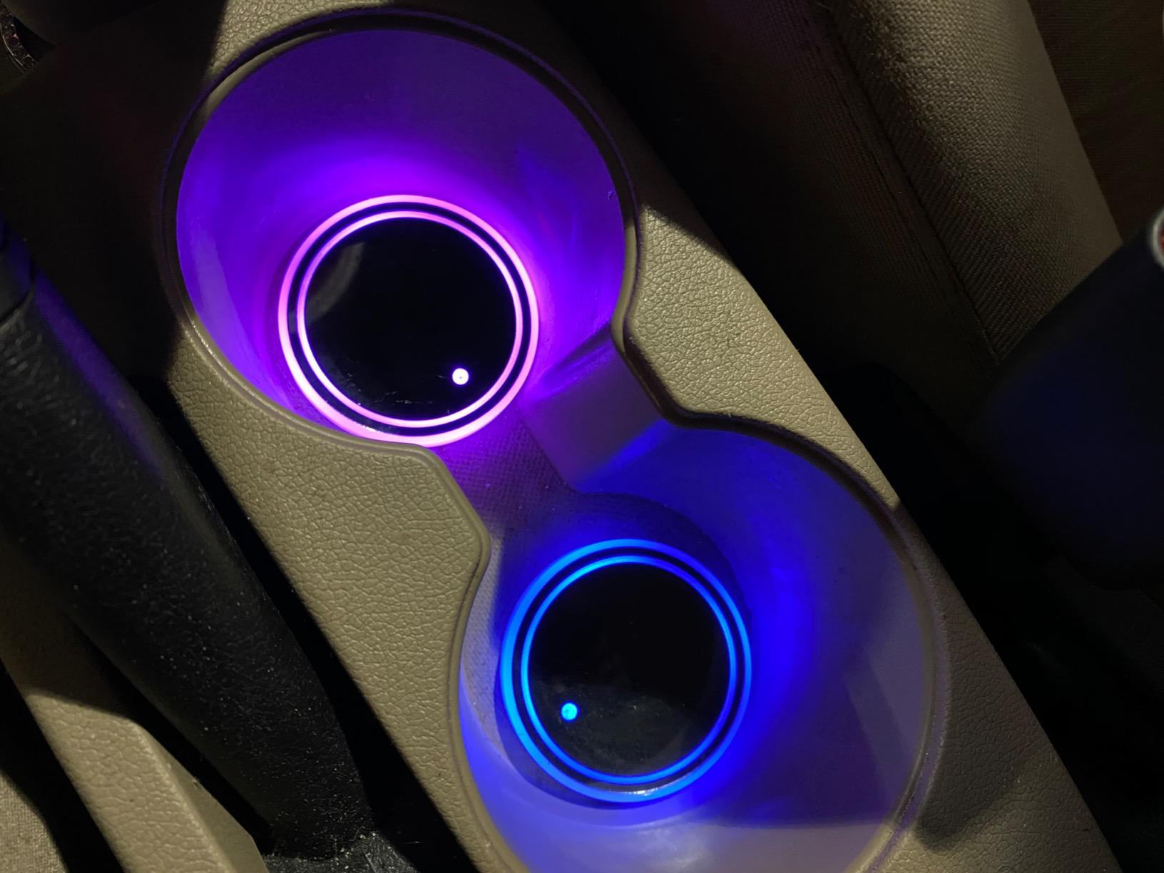 ACODABLEM 2 Pack LED Cup Holder Lights, Dog Paw Car Coaster with 7 Colors Changing USB Charging Mat, Luminescent Cup Pad Interior Atmosphere Lamp Decoration Light (Multi) customer photo 2