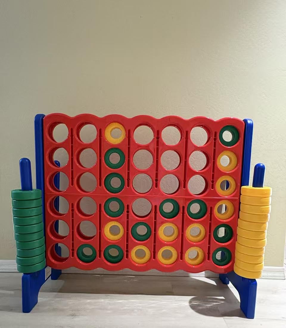COSTWAY Jumbo 4-to-Score Giant Game Set, 4 in A Row for Kids and Adults | 3.5FT Tall Indoor & Outdoor Game Set with 42 Jumbo Rings & Quick-Release Slider, Perfect for Holiday Party & Family Game customer photo 1