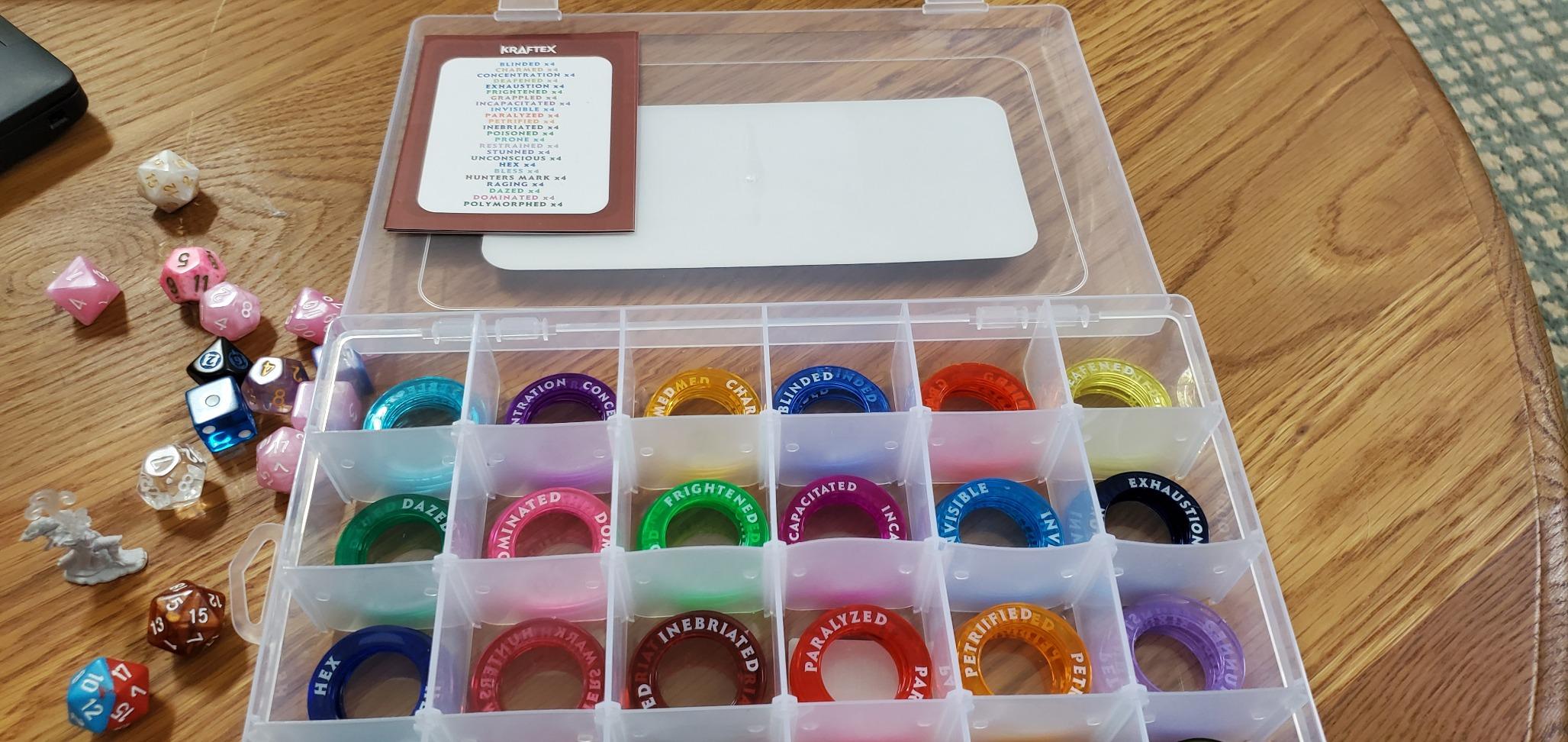 Kraftex DND Condition Rings [96pcs]: Accessories for Dungeon Masters to Track Spell Effects. Condition Markers D&D Accessories use as DND Tokens, Ring Status Markers or DM Tools. customer photo 2