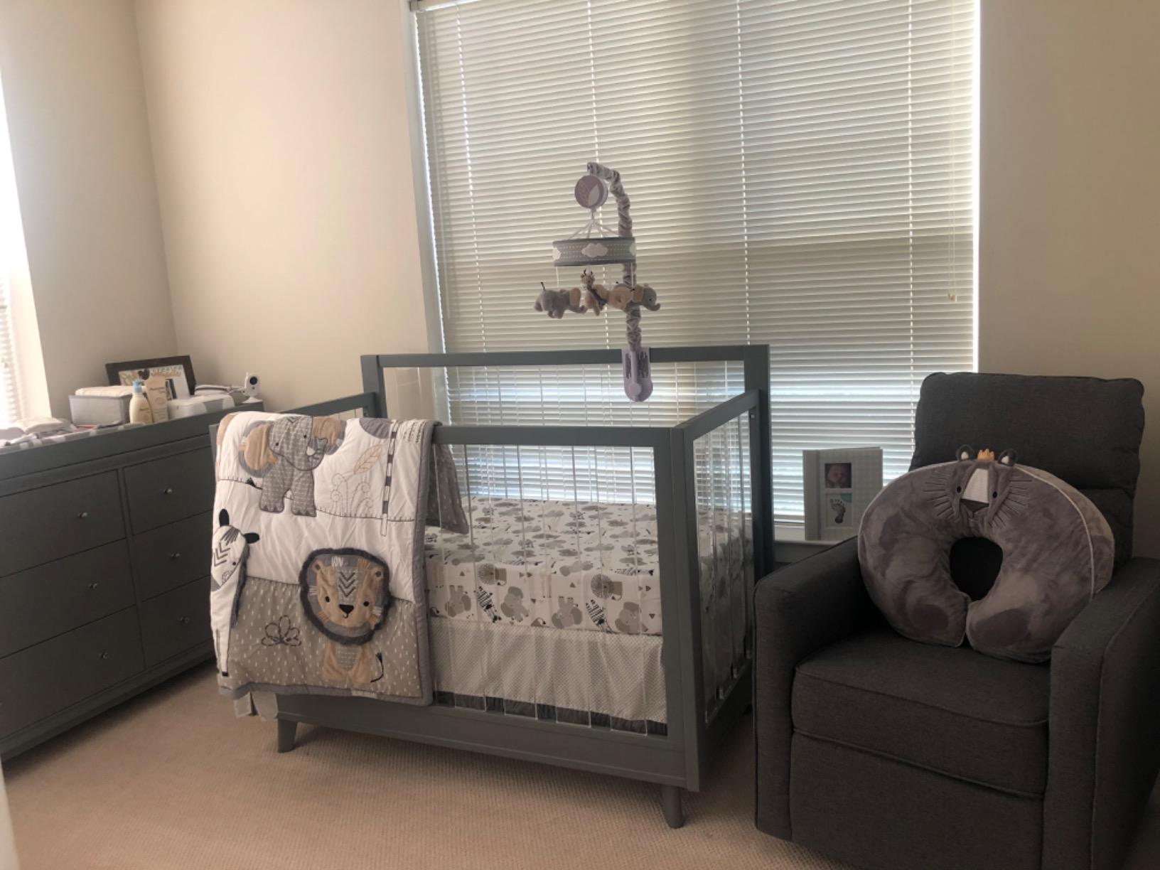DaVinci Gabby Glider Recliner Nursery Chair w/ 360° Swivel - Misty Grey | High Pillowback Glider Rocking Chair - GREENGUARD Gold & FSC Certified - Comfy Swivel Recliner for Living Room & Nursery customer photo 2