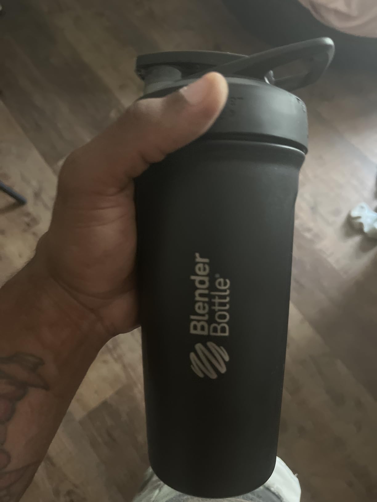 BlenderBottle Sport Flip Stainless Steel Shaker Bottle 24 oz Black | BPA Free Material customer photo 1