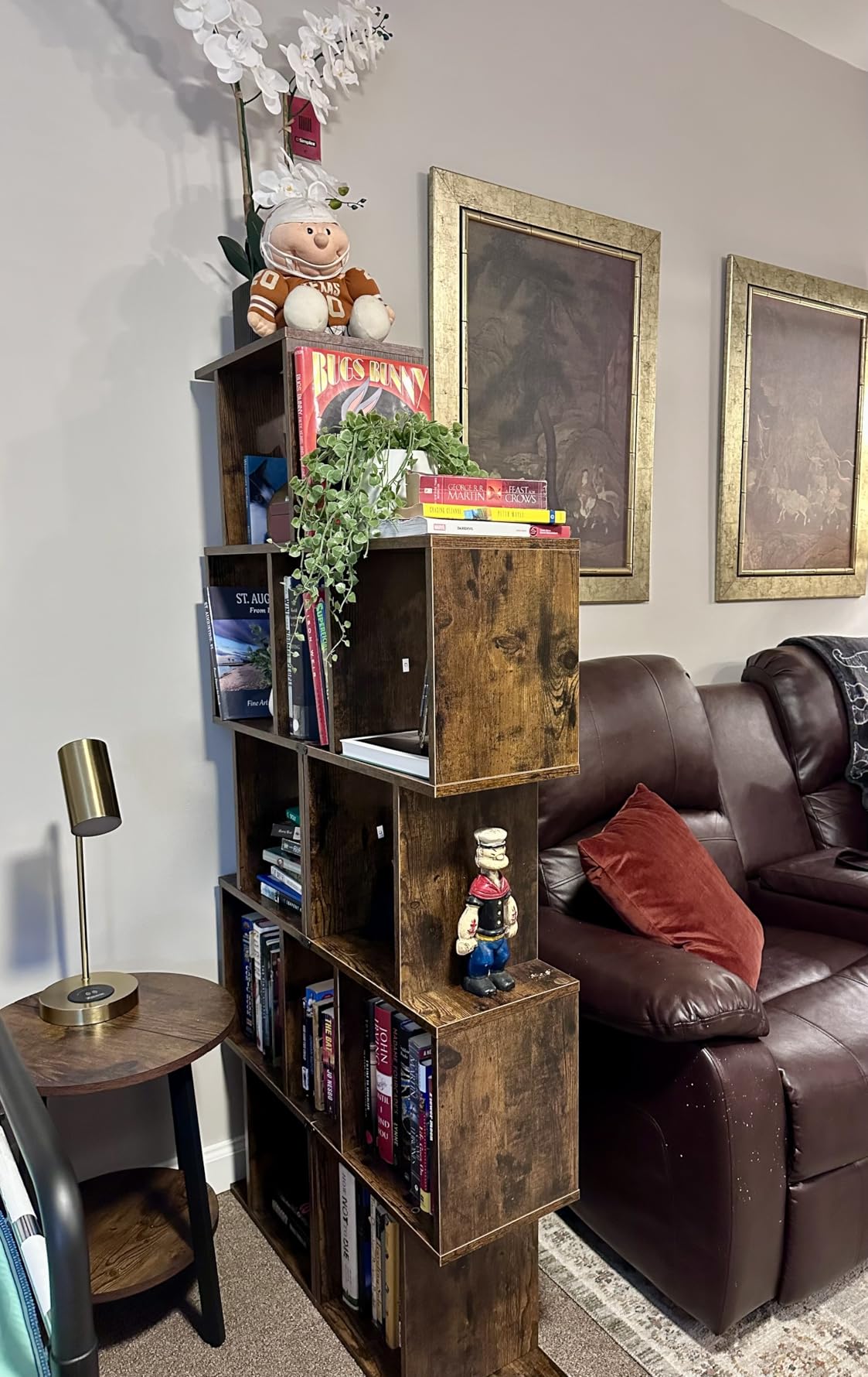 VASAGLE CUSTOS Collection - Bookshelf, Tree-Shaped Bookcase with 13 Storage Shelves, Rounded Corners, 9.8 x 33.9 x 55.1 Inches, Rustic Brown customer photo 1