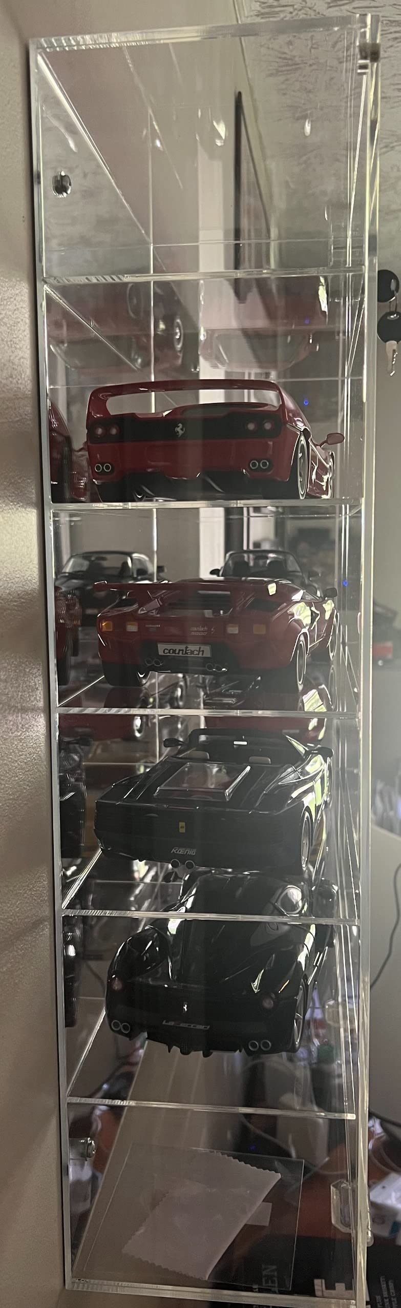 Display Case for 1/24 - 1/18 Scale Diecast Toy Model Cars Wheels Storage Showcase, 98% UV Protection, 4mm Thick Acrylic (Clear 1:18 Scale - 12 Slots) customer photo 2