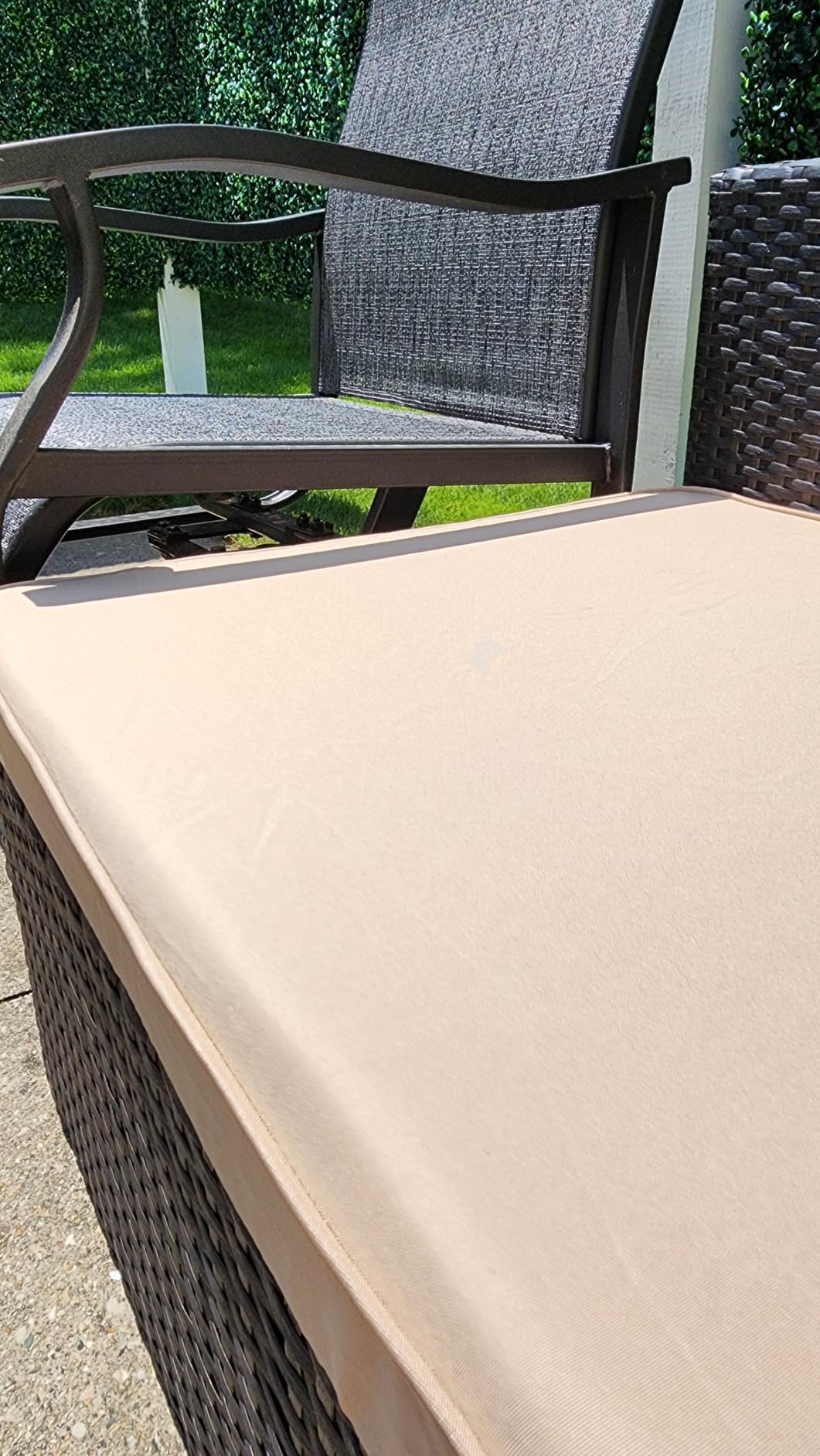 Vongrasig 5 Piece Patio Furniture Sets, Outdoor Patio Set Sectional Sofa | All-Weather PE Rattan Outdoor Couch with Ottoman, Glass Table for Garden, Backyard, Porch, Beige customer photo 2