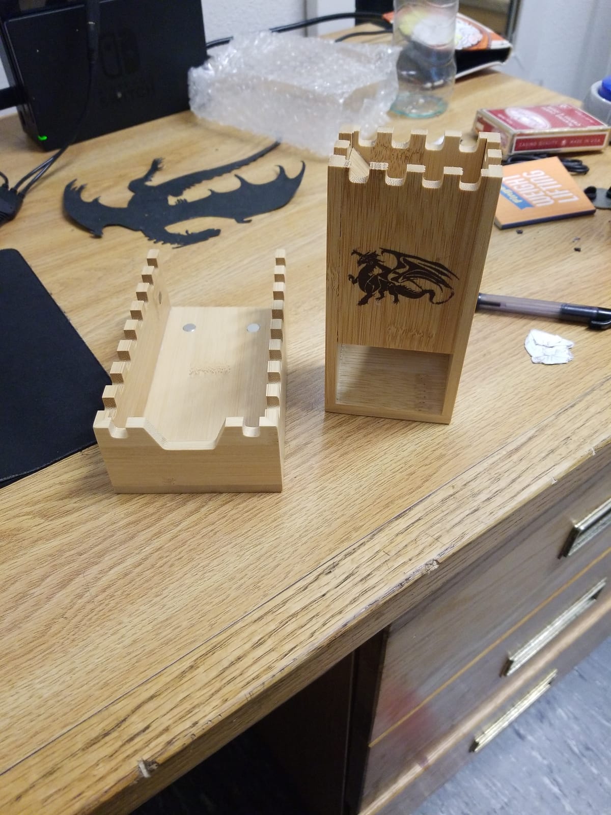 Bamboo Dice Tower | Special Edition Wooden Rolling Case | Foldable Handcrafted Wood Die Roller Castle customer photo 2