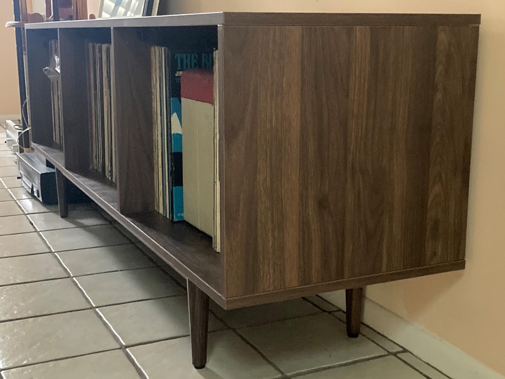 Crosley Furniture Liam Medium Record Storage TV Stand | Entertainment Center, Media Console, Storage for Vinyl Records, Walnut customer photo 1