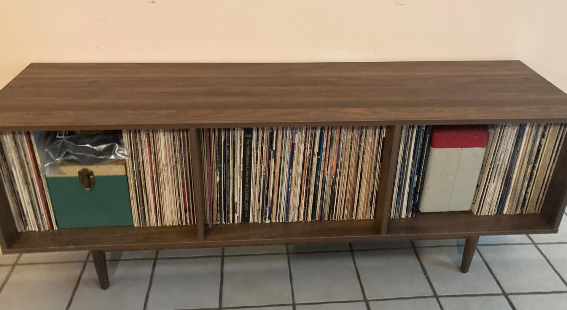 Crosley Furniture Liam Medium Record Storage TV Stand | Entertainment Center, Media Console, Storage for Vinyl Records, Walnut customer photo 2