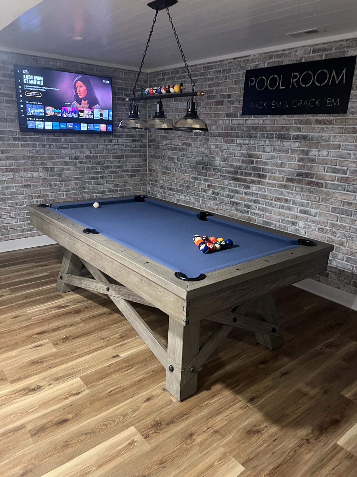 iMeshbean Pool Table Lighting Fixtures Ceiling Lamp for Game Room Beer Party 7' - 8 ' Table, Black Metal Ball Design Billiard Pendant Lamp with 3 Glass Shades (3 Heads Glass Shades) customer photo 2