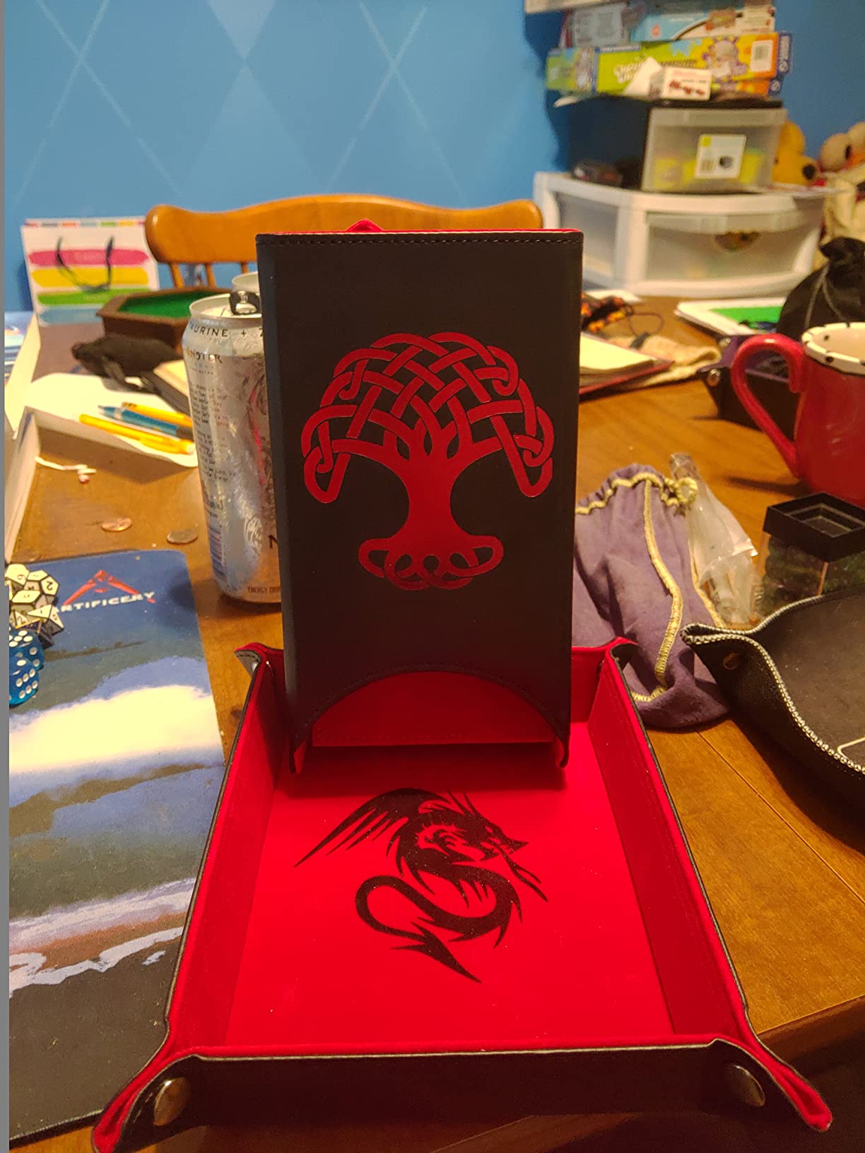 Luck Lab Folding Dice Tower & Dice Tray for DND RPG, Dragon Black/Red | Portable magnetic dice roller folds flat for compact storage and controlled rolls during D&D, RPG, and tabletop game nights. customer photo 1
