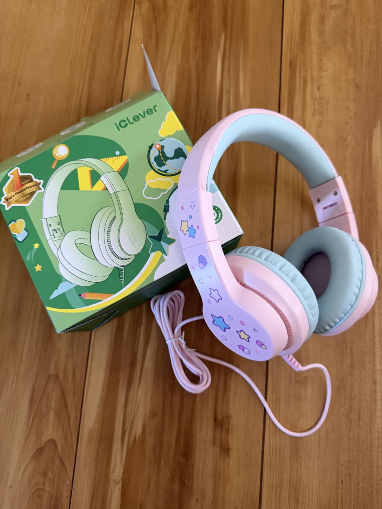 iClever HS19 Kids Headphones for School, Over-Ear for Toddler Boys Girls | SafeSound Tech, HD Mic Stereo Sound, Kids Headphones with Cord, FunShare Foldable 3.5mm Wired for iPad Computer Travel customer photo 1