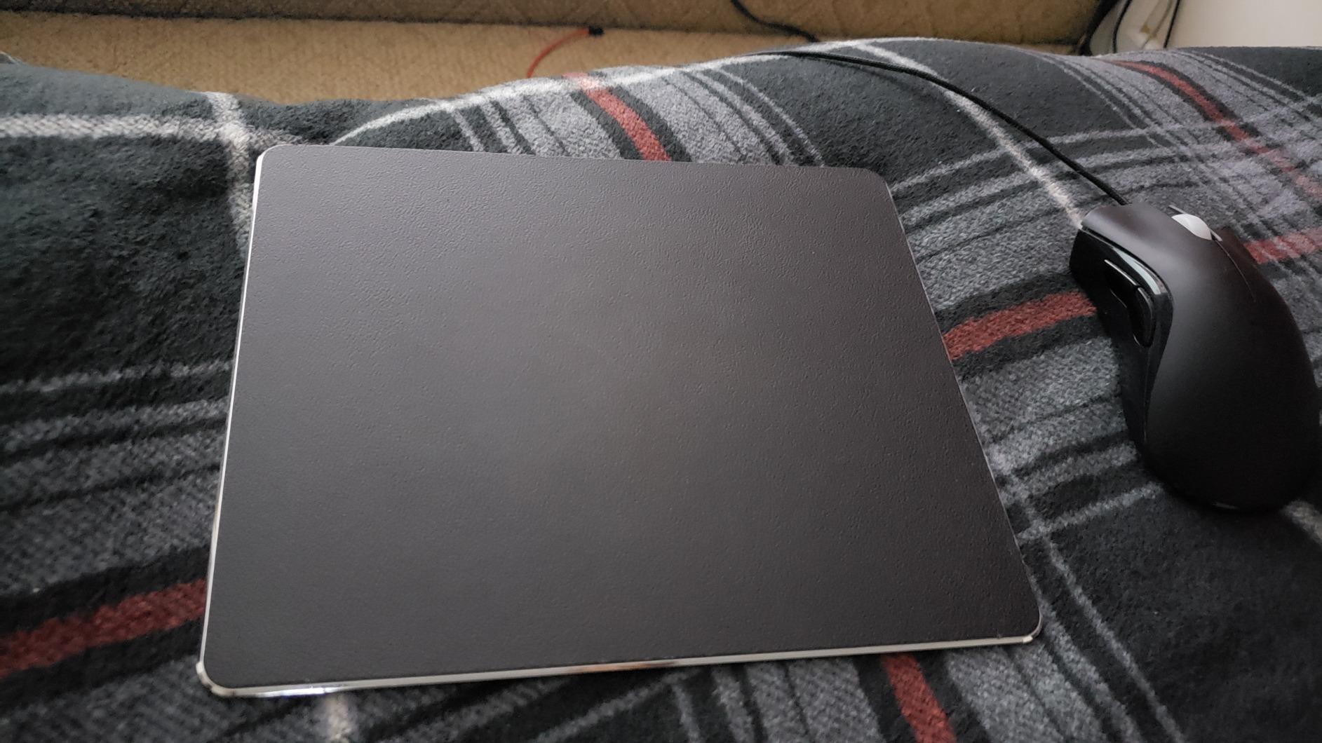 Vaydeer Hard Metal Aluminum Mouse Pad Clear Modern Smooth Magic Ultra Thin Double Side Design Mouse Mat Waterproof Fast and Accurate Control Compatible for Gaming and Office, Black, 9.05X7.08 Inch customer photo 2