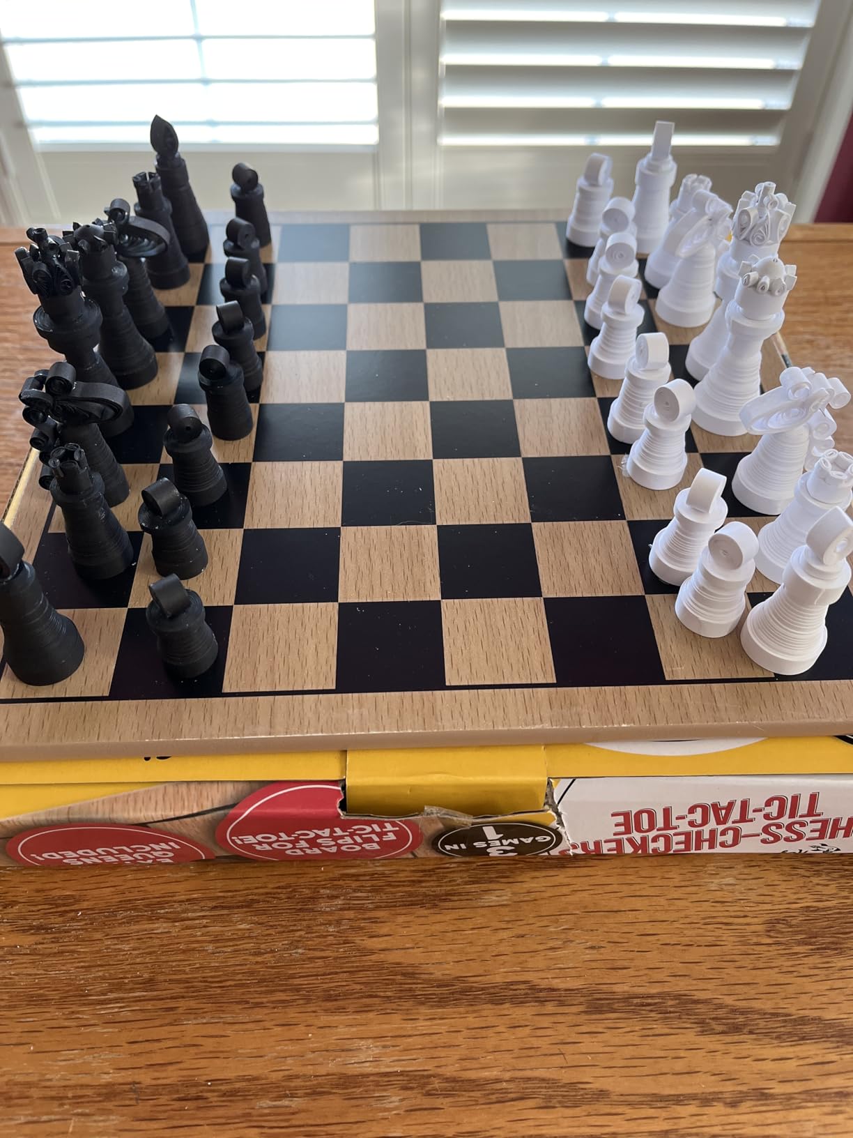 Regal Games - Reversible Wooden Board for Chess, Checkers & Tic-Tac-Toe - 24 Interlocking Wooden Checkers and 32 Standard Chess Pieces - for Age 8 to Adult for Family Fun customer photo 2