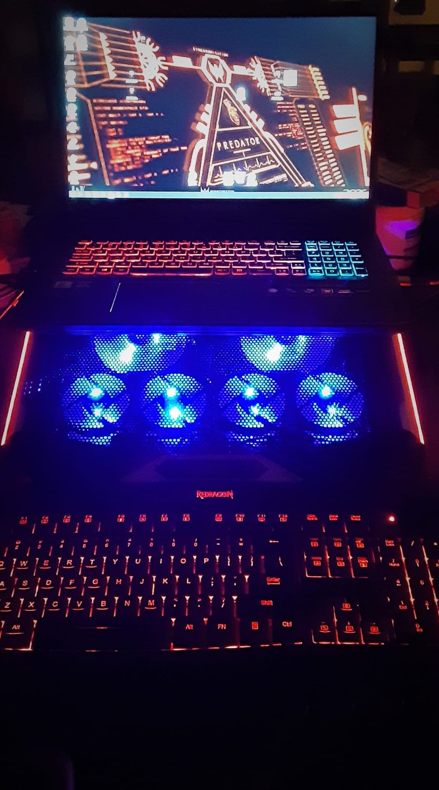 TopMate C11 Laptop Cooling Pad RGB Gaming Notebook Cooler, Laptop Fan Stand | Adjustable Height with 6 Quiet Fans and Phone Holder, Computer Chill Mat, for 15.6-17.3 Inch Laptops - Blue LED Light customer photo 2