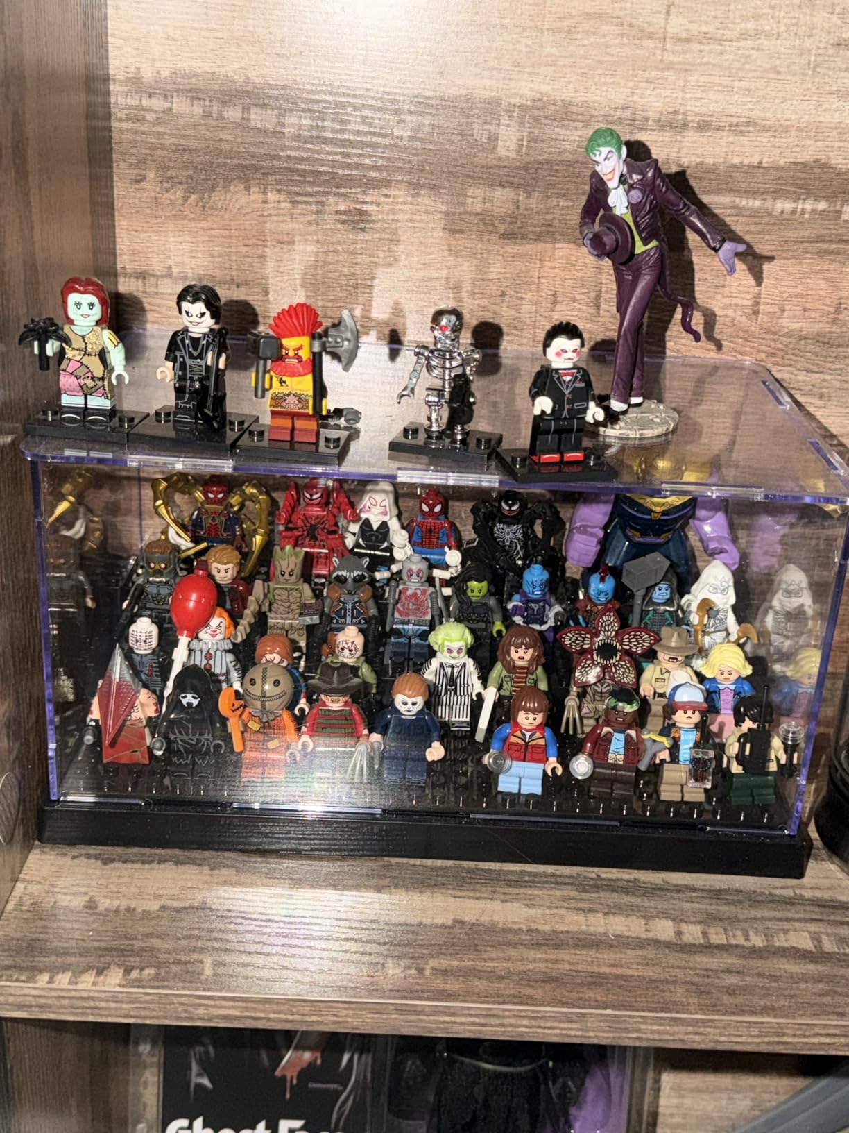 Minifigure Display Case for LEGO, 3-Tier Acrylic Dustproof, Black | Acrylic, Dustproof, 3 Removable Tiered Steps, Holds 35 Minifigures, Stackable, Desk Display, Gift for Collectors, Black customer photo 1