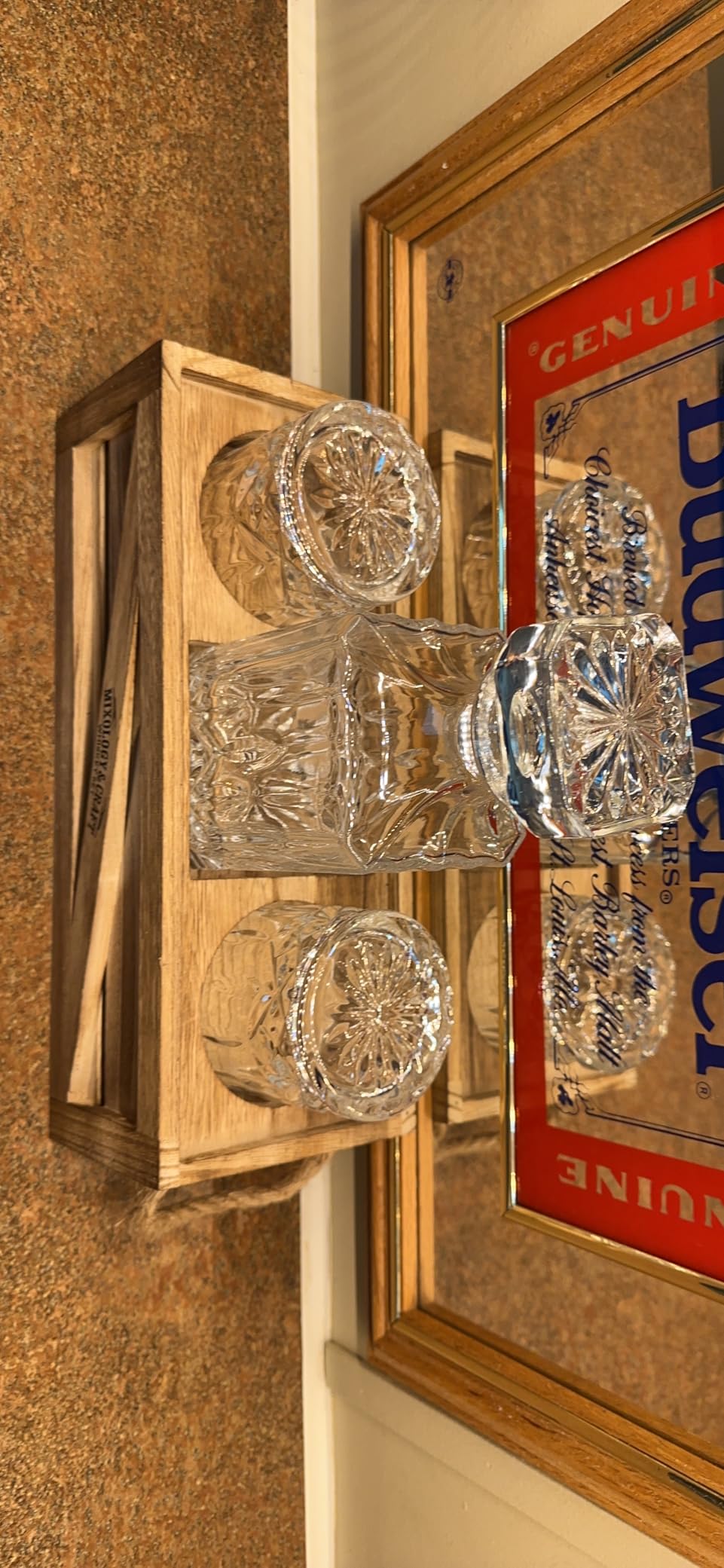 Mixology & Craft Whiskey Decanter Set - Elegant 24oz Crystal Glasses, Rustic Wood Stand, 6 Chilling Stones, Metal Tongs, Recipe Cards, 2 Glasses customer photo 1