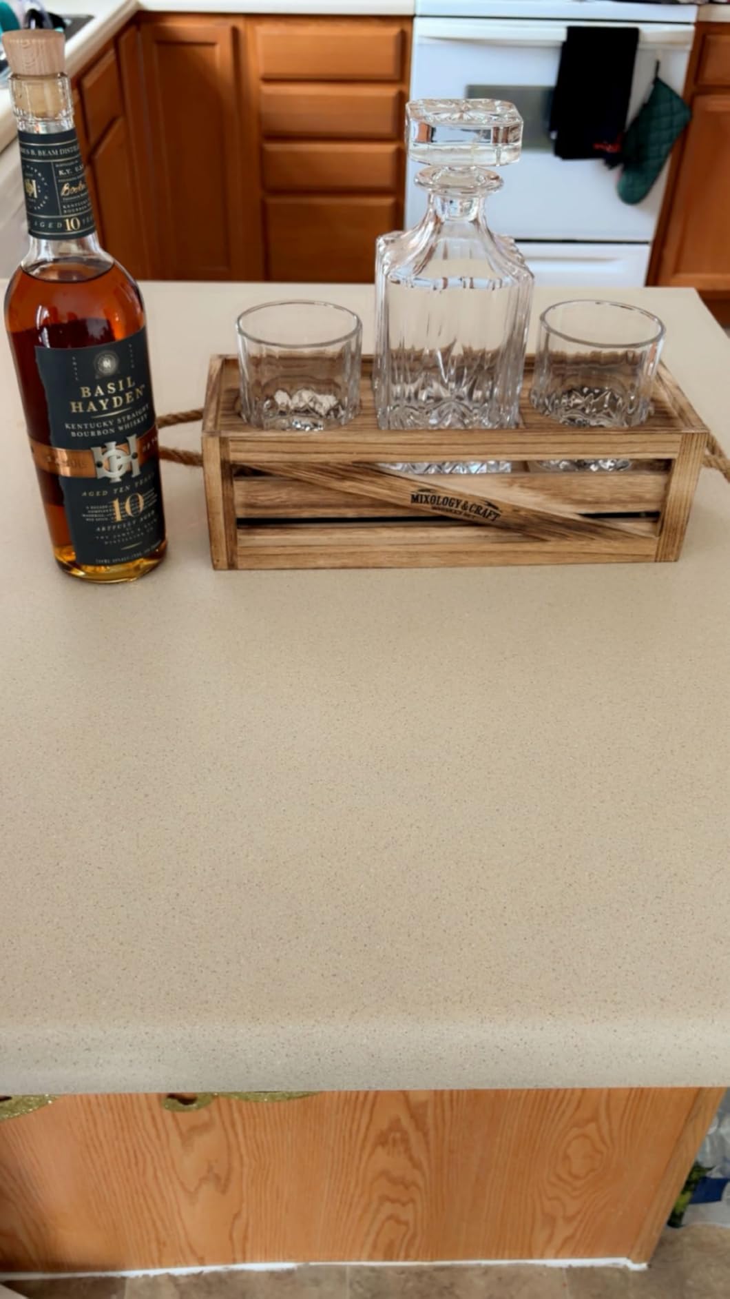 Mixology & Craft Whiskey Decanter Set - Elegant 24oz Crystal Glasses, Rustic Wood Stand, 6 Chilling Stones, Metal Tongs, Recipe Cards, 2 Glasses customer photo 2