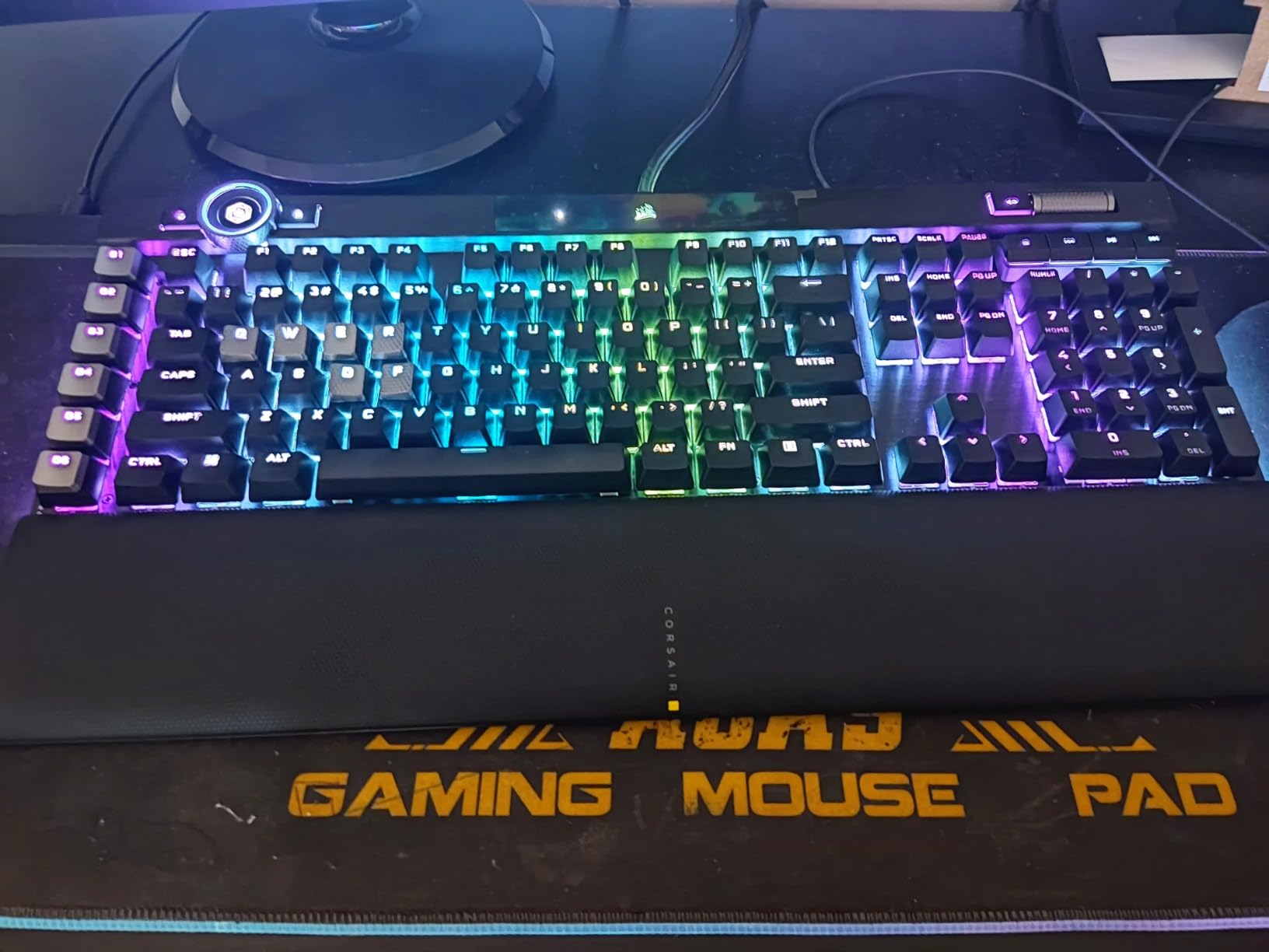 Corsair K100 RGB Optical-Mechanical Wired Gaming Keyboard - QWERTY US Layout, OPX Switches - PBT Double-Shhot Keycaps - Elgato Stream Deck and iCUE Compatible - Black customer photo 1