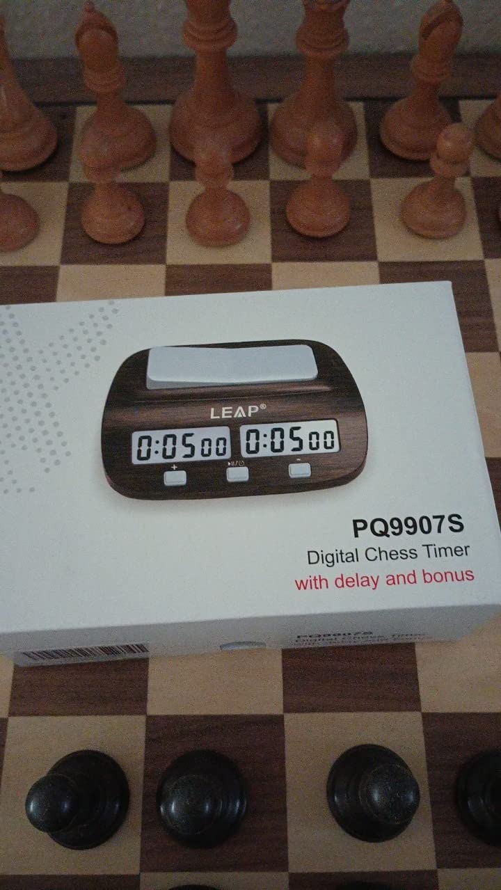 LEAP Chess Clock Digital Chess Timer for Chess Board Game Woodgrain Finish | Count up/down, Alarm, Bonus/Delay, Energy save, Setting Memory customer photo 1