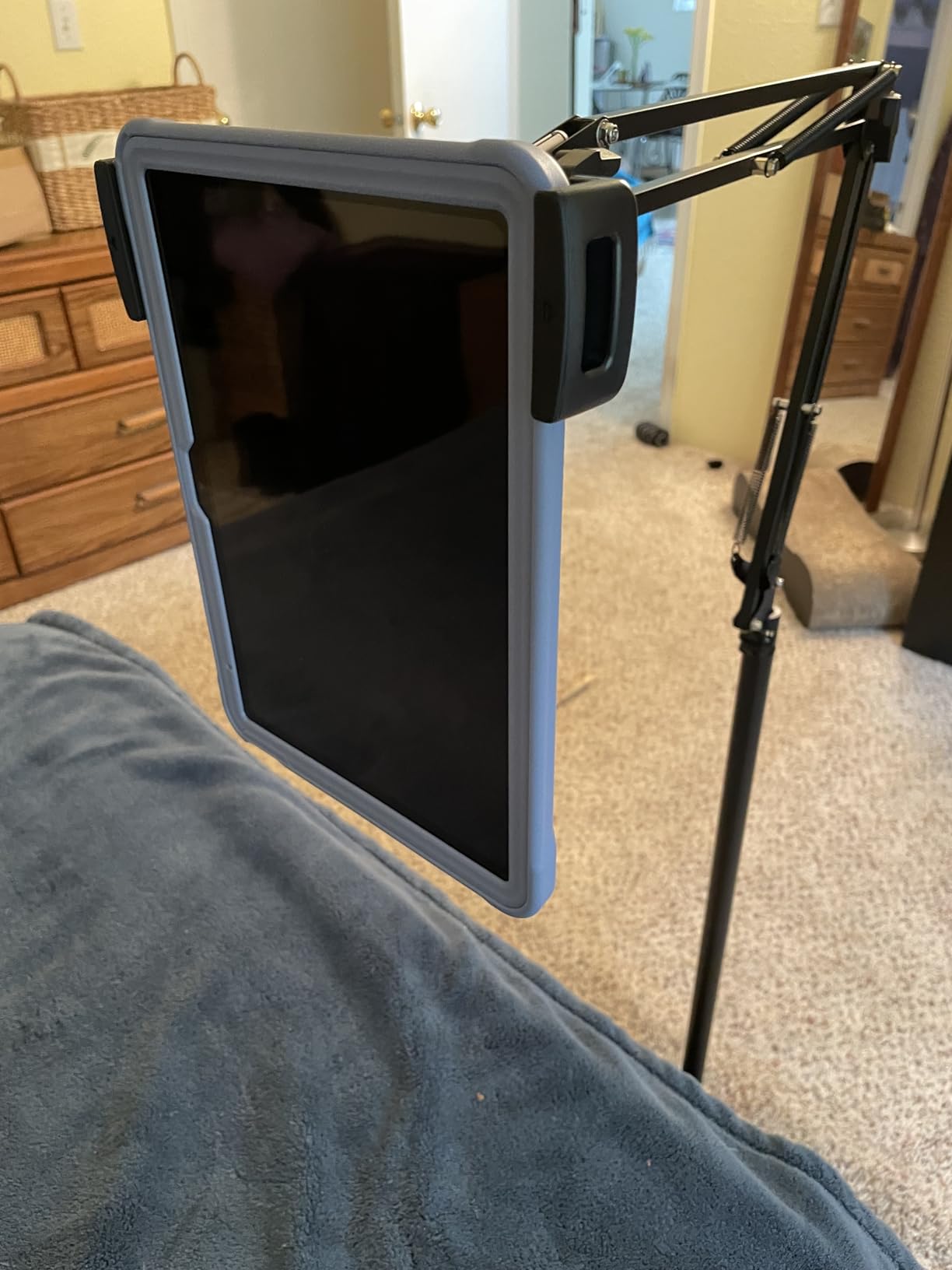 Tablet Floor Stand with 5LB Metal Base, Overhead Bed Phone Stand Angle Height Adjustable Holder, Universal Floor Stand Compatible with iPhone iPad Pro Air Mini, Samsung Tab, Kindle, E-Readers customer photo 1