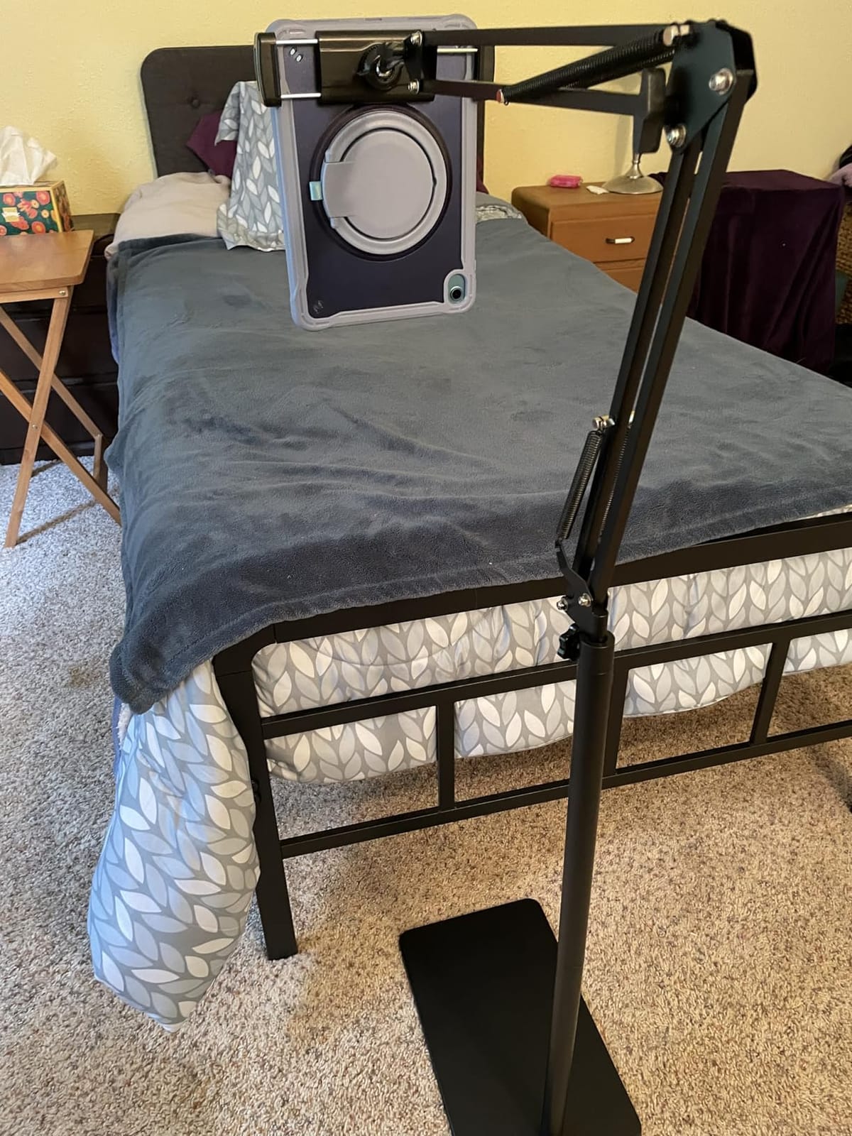 Tablet Floor Stand with 5LB Metal Base, Overhead Bed Phone Stand Angle Height Adjustable Holder, Universal Floor Stand Compatible with iPhone iPad Pro Air Mini, Samsung Tab, Kindle, E-Readers customer photo 2
